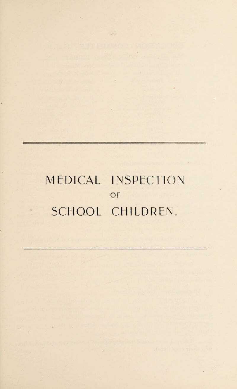 MEDICAL INSPECTION OF SCHOOL CHILDREN.