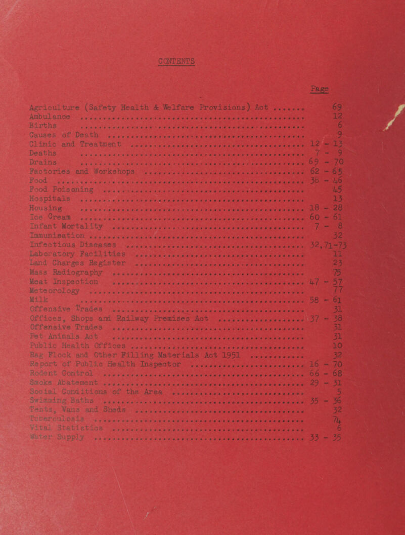 Agriculture (Safety Health & Welfare Provisions) Act ...... « 69 Ambulance ...b................. . ..... 12 Births ........... a.......... ............. 6 Causes of Death ........................ 9 Clinic and Treatment ...... 12 - 13 Deaths .........3 .... 7 - 9 Drains .. . ...... 69 - 70 Factories and Workshops ...... 62 “-63 i Ood ............. 3b *™ -I O ?ood Poisoning ........ 43 Hospitals .... 13 Housing ................... ................ 18 « 28 Ice Cream ..... 60 - 6l Infant Mortality ........ 7 - 8 Immunisation .. 32 Inf eetious Diseases ..... 32,71-73 Labc atory Facilities „...... 11 Land Charges Register ........ 23 i-■■' s Rad i o g ■ <x pny 73 o a t -i.. i s pe o................... ♦.*..*«.**».*. ......... 47 s 7 Mo s orol ogy ... 77 *».. .......................................«.o....... 38 — 6i ’■ .1.e.. ?' —'■ e aile c .......................................... 31 Offices, Shops and Railway Premises Act ................... 37 - 38 offensive Trades .... 31 p.' - • s 3^' j . r...........a............................ 3d Pcbl ic Health Offices ........... 10 b. - Flock and Other Filling Materials Act 1951 .. 32 •• ort cf Public Health Inspector ... 16 - 70 i - v- Oj.x ' ... O-X. ................. ................. .......... O 0 6 < _j lb . emerit ....... 29 - 31 C rh. ions of the Area ....... 5 ~> ~! C' ....... 35 ™ 56 an -m. .d Sheds ...c...............................o. 32 ' '. ........... 74