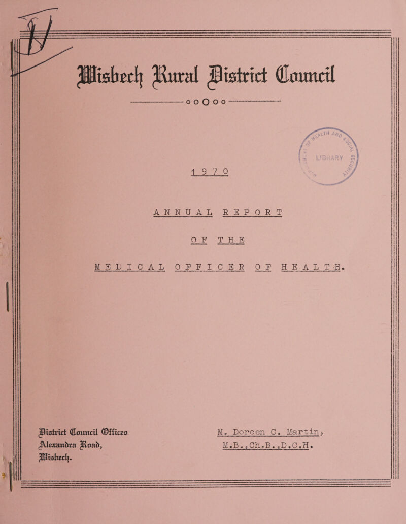 'ffifebeclj plural ^tstnd (Komtctl -o o o o o- 19 7 0 ANNUAL REPORT 0 F THE M E L I C A L OFFICER 0 F HEALTH Mo Doreen Ca Martin, Jit strict Council Offices JUexanfcra Jloafr, Jfiisbeclu M.B,,ChoB.oD.CoH