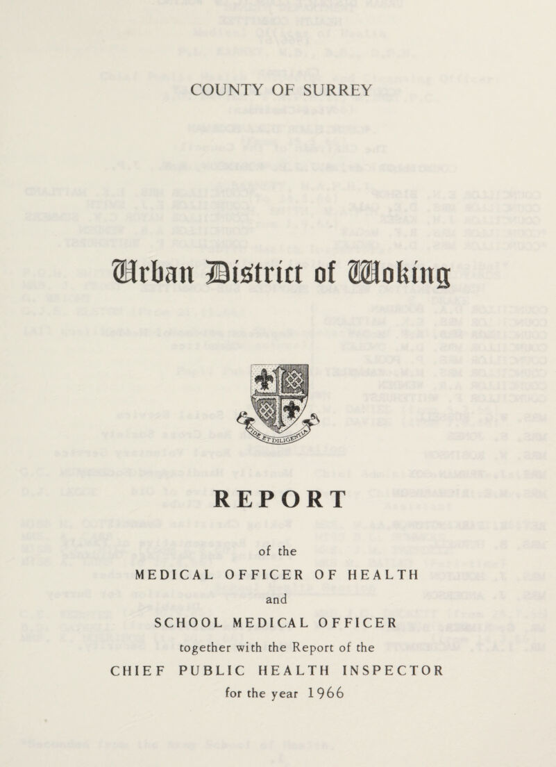 ®rlmn Bitftritt of HJoUing REPORT of the MEDICAL OFFICER OF HEALTH and SCHOOL MEDICAL OFFICER together with the Report of the CHIEF PUBLIC HEALTH INSPECTOR for the year 1966