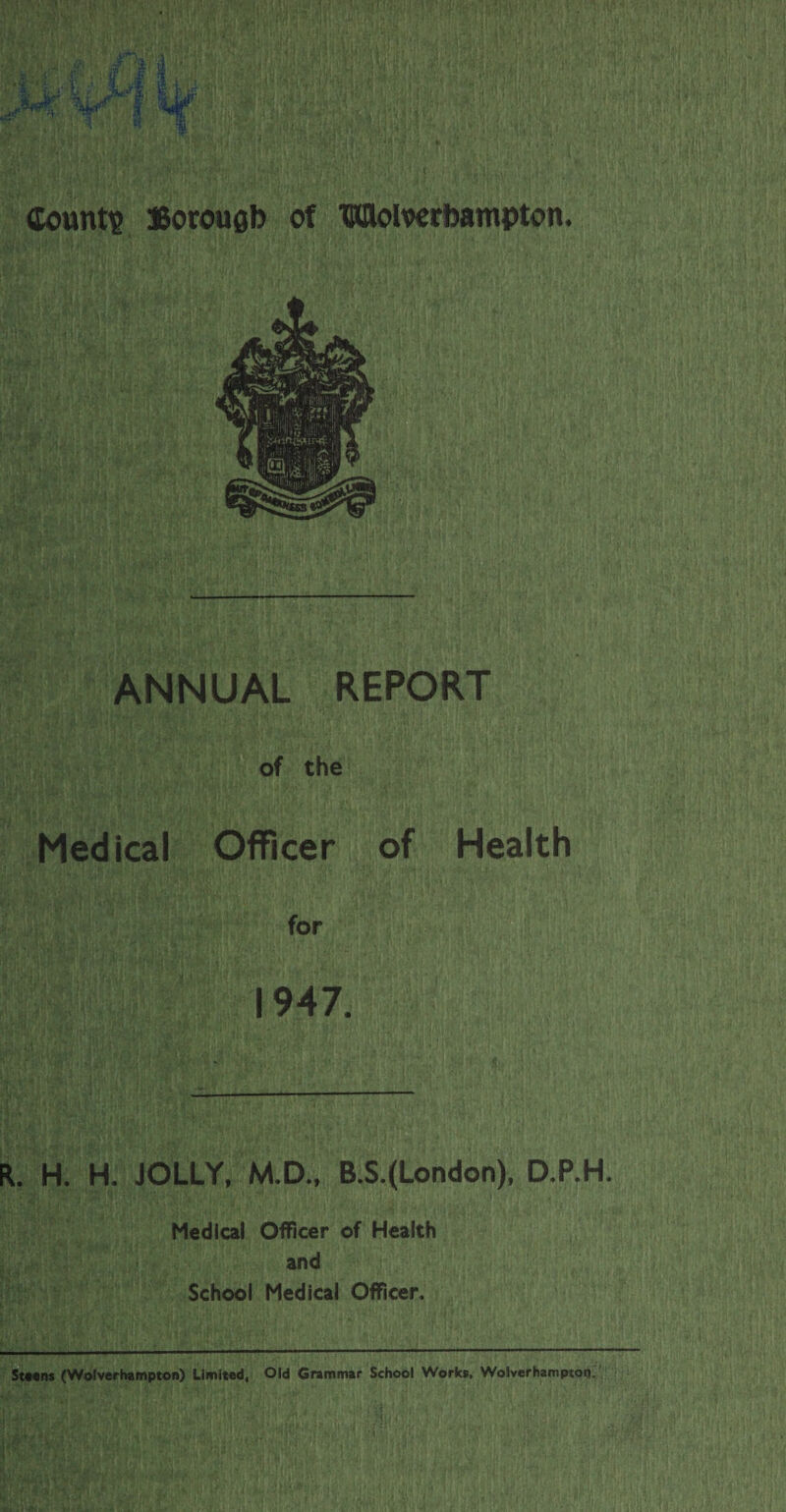 ANNUAL REPORT of the Medical Officer of Health for 1947. R. H. H. JOLLY. M.D., B.S.(London), D.P.H. Medical Officer of Health and School Medical Officer. StMns (Wolverh«mpto») LimiMd, Old Grammar School Works, Wolverhampton. ^ •