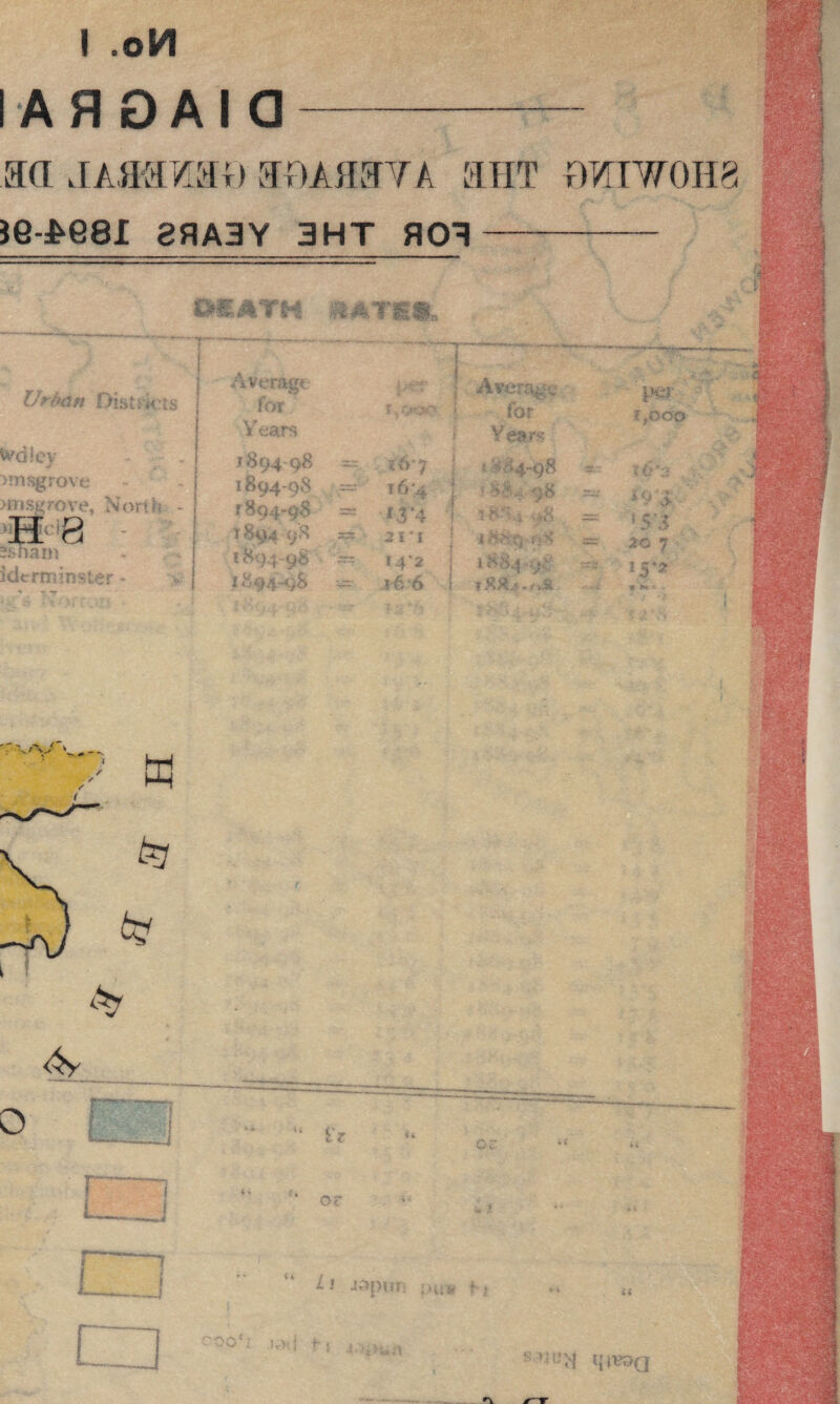 1 .oV\ A fi O A I a- 3a .lAHMZUO af)AH8YA bht rMIWOHS J6-£G8I 8RA3Y 3HT R03--- AYH &ATS«, Urban Districts r ^ r..~. /Average for k'd'ey Years 1894-98 *= >msgrove I 894-Q8 — >Disgrove, North - 1894-98 ~ H 8 I 894 98 ~ ssnain I894-98 — idermmster - r. t . I894-98 var i i6y t6'4 ii*4 2 I ’ I 14*2 ?4* 6 3r%;C; for V ears • 884-98 « '>V lA;-4 i 18 84-‘9^' T 88^ ,/ii£ f,ooo U^2 * 9‘£ *si 20 7 15*2 _ ' ’ 7 w <$y o 4 V '* or *■ t or J <» Jopun -uift ft ‘oo«i !r>,j fj u.n s q jvsq