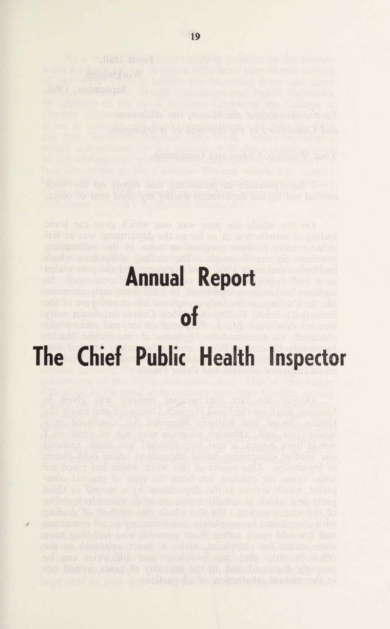 Annual Report The Chief Public Health I nspector