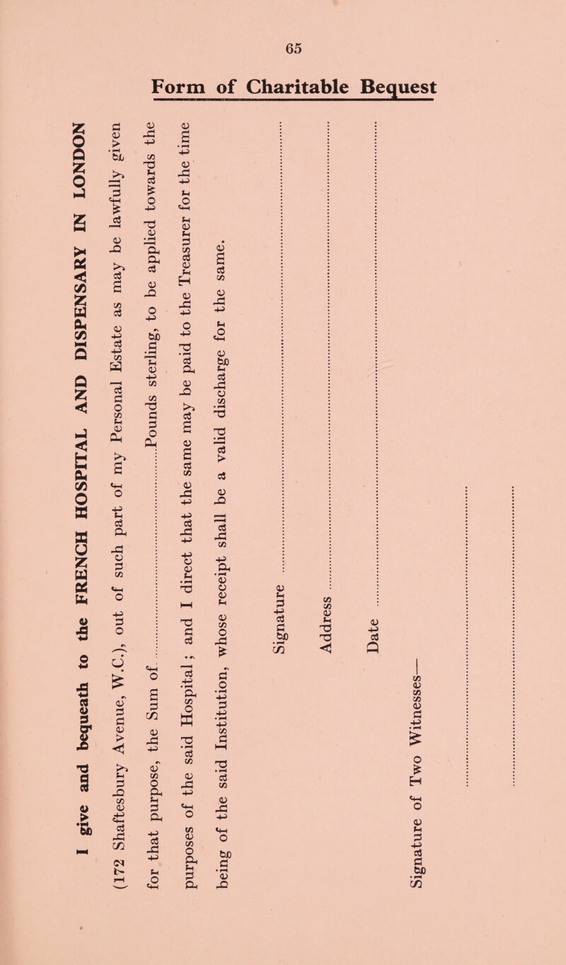 to the FRENCH HOSPITAL AND DISPENSARY Form of Charitable Bequest 0) JO P C/3 P o3 £ O p T3 43 . I—I 10h a c3 43 X o P c\ be O P 0 P C/3 C/3 T3 O 0 O Ph <P O 0 c/2 0) JO p 0/ CZ3 o Oh Ph O Oh H-> c3 JO P Ph £ 03 03 X! Ph £ Ph 43 Ph O C/3 OS 43 Ph H 43 X O P G T5 rl .G G Oh 03 JO a3 03 a C3 C/3 43 X -P -P a x ■p P 03 43 P rO c cd .1h Oh C/3 O w cd C/3 03 JO -P 03 43 C/3 o Oh Ph 0 Oh 43 a cd C/3 03 jO -p p o 43 be p cd X 43 cc (0 > cd 03 JO a JO C/3 P Oh • PH 03 43 03 P 43 c/3 O JO £ c\ o o • pH -p 0 P • l-H P CZ5 O cd (Z3 03 JO p be g • pH 43 JO 03 P 0 P cd O be • H C/3 C/3 C/3 03 P TO <1 43 P cd Q Signature of Two Witnesses