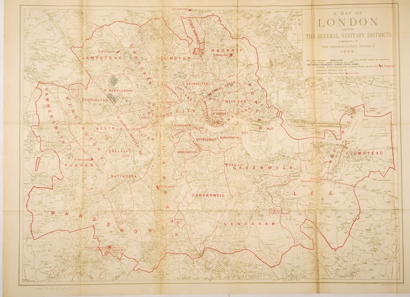 ST MARYLEBONE ) ST \ JAMES, ST SAVIOUR LAVE f NORTH WHARF iSOtOTH I WHARF ROTHERHITHE BERMONDSEY M*EyVl NGTON .KENST CB^RLT'VJ*} Site of Brook Hospital* S.W. Hospital fUoTlWG ’ Fountain Hospital (Temporary.} N.E. Hospital LONDON r~*. NRA S*)F. ] fWgpi. i> s it , r VT'< J & --fesi AT&ffS *7\»*j£Sr5jj** SHEWING SEVERAL SANITARY DISTRICTS COMPRISED IN THE METROPOLITAN DISTRICT fY <LHr f/i. J,£L3i  «•' ‘ T •• , , . « ,v t.M \ * * Tt MJl, M. . ' itt ; y; ^.*1pt::'-'■yX v V^ggV. IiSa^Sg>Y.AV=5i*L.» ““i SMALLPOX Gases notified under the provisions V4 4 ablio Health iLoodon) Act, 1891 THE CROSSES REPRESENT TYPHUS FEVER CASES. A . Hospitals of the Metropolitan Asylums Board shown thus hospital Ambulance Stations, thus + Ambulance Wharves, thus r-| wist whjhf EAST WICKHAM : ntoP* •>. -* * j‘Srtejtt Pen. L . rV ' . -f'xm „ vc ^ ‘ [-‘Vi: VsV. *»-. \s, « \ \V A 775*4 a *» / < .A**- }f | ’ A. «r«. /Jz&7&: ' l' r/Lfti ‘ A T • ' \ ■ cV* I/ \ \ K xVyT^Tf/tf * M*A M- 'V /*#•, 3 IT » :/ V RAT \%f> foot f»AY ^ y /^' :. i \ ter A“