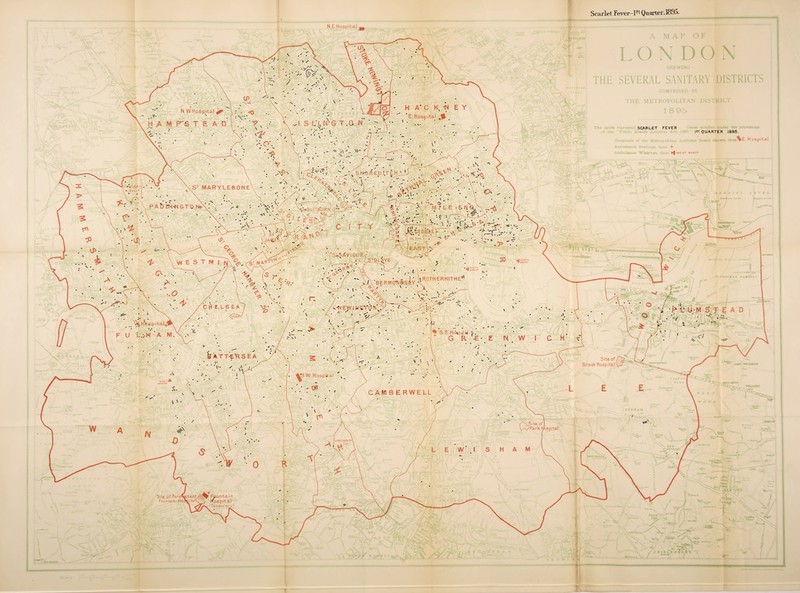 Scarlet Eever-1?* Quarter,1895. N.E. Hospital I A* C Kt N E E. Hospital ^ IN W.Hospital SCARLET FEVER l»T QUARTER 1895 \E Hospital S PHD ft ED f T C H ST MARYLEBONE PAbD-l-NGTONi- IVI r L E • E IN 13 HO UNBORN > jRE GEO ROE > ST X- XA6JL^Sr IN THE SI-S/SVIOUR I NORTH WHARF SOUTH WHARF ROTHERHITHE A’bermctnbsey -NEWI wcyon • *** .KENS' W. Ho s p i tal, ^ S.E Hoapitad Site of Brook Hospital £S.W. Hospital WEST I WHARF C AM B E RWELL Site of >ParkB ,<AN05W0**TM' . v Dev) Site ofPernmnent Fountain Hcroital- Fpuntain Hospital Temporary)