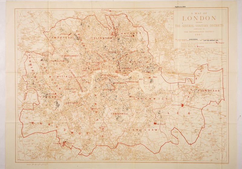 N.E. Hospital k C KvN E Hospital N.W.Hospltal, T-'E A & N <3 T...0 ,SJ MARYLEBON E PAR &\ NGToti O Lf\EiDR H S^KSEOPfeE. 3 tK.THf ’r»; EAST’l v ‘JAMES, iSrr saviour \W E S INORTH WHA R F | SOUTH IwflARF ROTHERHlTHE ^E.RiyiO.HPStY. CH.E.LSEA tJ.EWTHQ&ON: P L U M. S > T 4.^sp,u.i_ Brook Hospital H.. pitai CAMB.ERWELL ospital OtDsWpRTK5 Tfl 0 RT S , Jr P g.| fountain Hpspitat (Trove ttosXital \ Ihjihth eria 1900. DIPHTHERIA LAST SIX MONTHS 1900 e Board *hown thus^ E. Hospital WE8T WHARF 'LL. • . S j O C.,t> > A, 3 */\w4 ****-\ ^