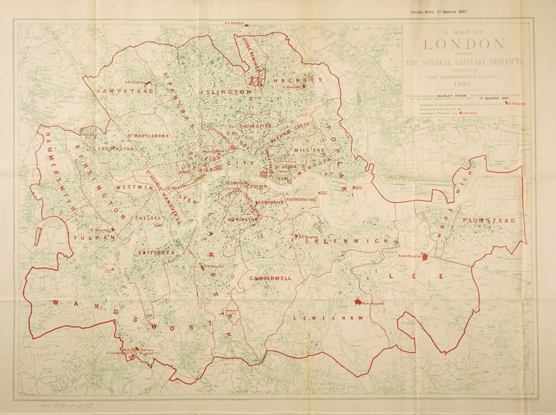 N.W.Hosplta^ G'.TO ho' R-C D f 'T C MARYLEBONE P AD.D^NGTON E : E N D ‘•h.o i\ ST GEQRGtP^ ^ •< -|‘inthe*. jamcs; SZ SAVIOUR IT O-LAV E-- Unorth .'•wharf I SOUTH IWHARF ROTHERHITHE BERMONDSEY NvEWl-NGTO.fi H'ospitaJ ^ S.E.fclospita.1 B ATT^S E A Brook Hospital .yS.W. Hospital CAMBERWELL Fountain Hospital Grove Hos N.E. Hospital SCARLET FEVER 1*7 QUARTER 1897. \ E. Hospital if WEST WHARF P.LUM S TEAD