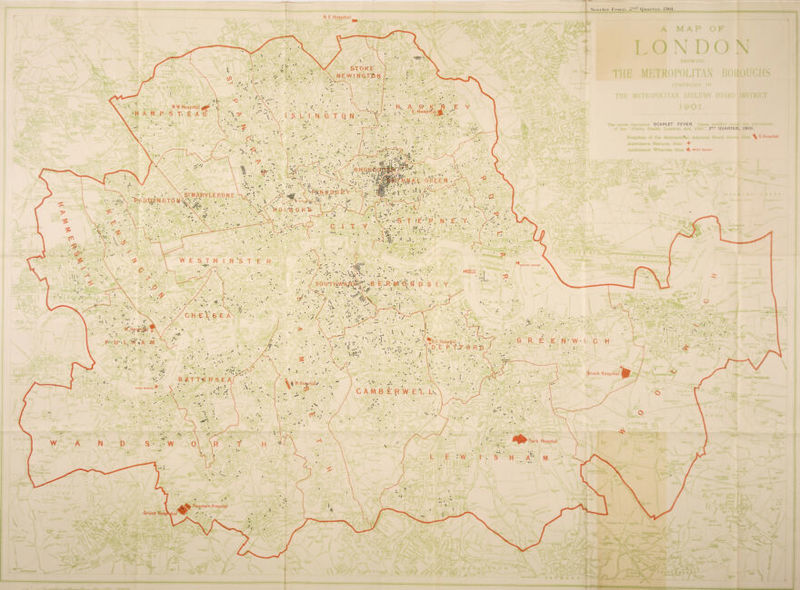 S. i.i l.-l I*.*v<*i% 2‘!'1 (jim.i-u-.i-, 1901 3 STOKE NEW I NGT'.QN N W. Hospital ^ I T- E A [) Hosprfal^^ ■S H Q.ft-£ GREEN R-iiN § B-U ETY STMARYLEBONE P-. DTJ^’NGTON H 0 L-B NORTH WHARF I SOUTH 'WHARF sou-thJwaA‘k« ,S.E Hospital . • D.E P t..‘F 0 Rp Brook Hospital s j S W Hospital/ CAM E R W Park Hospital Fountain Hospital Grove Hosi SCARLET FEVER ■ -- : 1H& 2~° QUARTER, 1901. th® Metropoiiftm Asylums Boar.i shows thu* \ E Hospital Stations, thus + Whsj-vss, thus A WEST WHARF l