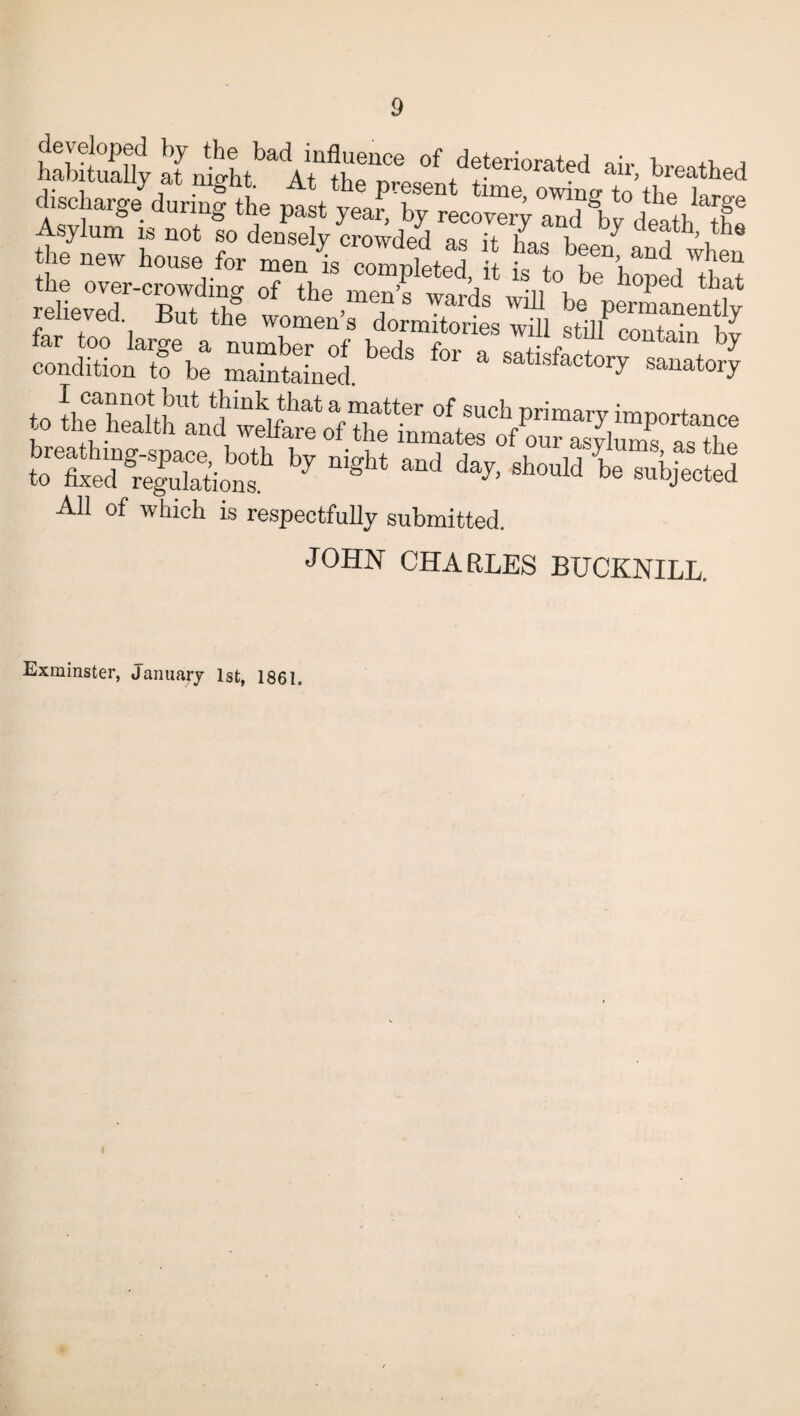 h3% M .dS“0'*Kd ■ Asylum is not so densely crowded as J iLv ^ th« s* k“» f°r »«i. 0.31:1, f, 3.3 CltS leLZCZtZ °f “* .”?'* *“>■ * l11 1» loolin b SifiJTu* 3S1S f” * »“»~4 tot:r,3S “ b7 “ght “d ^ *h“M be objected All of which is respectfully submitted. JOHN CHARLES BUCKNILL.