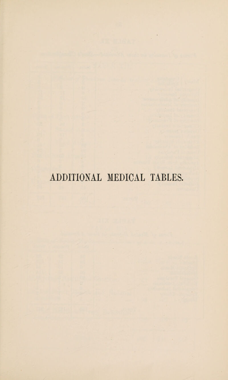 ADDITIONAL MEDICAL TABLES.