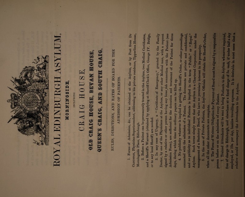 ADMISSION OF PATIENTS. 0 P co o Sh •+=> CO o PQ o w d d co 0 -S *> s pq 43 Sh . • a? £> O £ t>* 43 ~h CO 2 ft 0) 0 0 CO cr1 © d Sh 0 0 0 Sh rd 43 d <D a. Oh #\ 0 S g „ © s :s ,5 © Sh “ © > d O 0 bx> 0 rd rn -4-3 rd r^ £ -(-3 d PL, 0 0 rO 43 13 O 0 0 S- a & o 9 sfi s O d co r-H . CO <4 15 0 -1-3 0 Sh Oh 40 CO Th •'■h 15 o 0 rj © 9 5 £ d 33 /■H rn *-* g ^ bJD o • rH - 13 ~ r 0 >*» ^ o rd d Sh ® © EP 43 0 «N “1^ -4-2 O d 40 o bJO d • rH CO CO 0 Sh 0 13 rO 13 d d d o 0 •9 13 0 4-3 d 0 0 93 m 43 33 s bX) r. « K*~» • rH ft 4-4 O 0 4-3 03 0 <d 93 43 • rH £ d* o • rH 40 0 0 d d o 0 <£> B* ^ 33 Sh O 4-3 d 0 13 d 0 43 d • rH Sh 0 Oh 4-3 d 0 d d co Oh 04 33 K*'# rO CO CO 13 < 0 4-4 .rn o co CO rd bX) Sh d rO rn Sh 0 IS Oh <0 0 d *s 43 rO O m is d W d 0 0 33 Sh O ft £ SH Ph 525 O Eh CO O O d O 0 13 • rH Xfl bX) d • rH d Sh o d d 0 43 d 0 • r4 43 33 PH c3 0 Sh o 4-H 0 PQ cq 15 0 13 0 0 d 0 Sh 33 t . 6 * © - rO 43 43 33 0 d d S 5d fc ’g 33 © CO to • rH Sh 0 rd U1 d 15 d 33 U1 r—I 33 0 O r-H d d O 43 d 0 &o Sh «4H o 0 CO d 0 d d CO e S © hO d el be d • rH > c3 rd d o CO Sh 0 rv O 4-H 43 d 0 • rH 43 d PQ 0 -d 43 <44 o 43 d 0 2 § 0 Sh 4-3 13 d d d o • rH ■+3 d 0 43 0 13 0 03 43 to _r go 13 d • rH •rH 43 13 d 0 13 © Cd Oh § s7 ° S * ft rd 43 o d d 0 43 d > * rH Sh Oh <=> © CO Sh to 53 sc 0 -2 rd d 43 0 13 — d d Sh O d - .2 © d • '•W u o Oh Sh 0 13 rO d PQ c2 Oh d 15 0 3 0 rO d d 0 co Sh 0 Oh d Oh b d d Sh 0 rd GQ CO 43 d 0 2 Sh 0 43 0 rd 43 0 rd o3 • rH © Sh •rH d CO © >-j rd rd -e PQ 0 rd 43 <4H O 0 d o 43 13 o 0 © d 0 43 0 be ^ d Q •rH d 43 rd 43 Lj 0 ^ be 2 • • rH | -i i-rt d A -2 'Hj § S Sh ,rH d •2 «« r o 2 .s Sh O 0 > • rH 43 d 0 Sh t>> ^ rO ^ rO Sh 0 d CO 0 Sh d 0 rd 43 0 0 > 0 43 d rd £ d o ■ rH CO CO ~ -O 0 a 15 •-S © 0 d Sh O rd Ph be d o rd 43 13 0 • rH CO • rH CO 43 d 0 • rH 43 d PQ ^d d 13 • rH t> • rH 13 d • rH o 43 CO d 5>> 43 O O 13 0 Sh 0 43 Sh d -d O d co • pH 2 d r—H K*% CO 0 rd 43 43 d d d 0 Oh 2 • rH CO CO Sh 0 ns Sh . ^ ^ 5a *0 © © Oh Ld 2 02 o Sh 0 Oh rd CO ^ .13 S d 43 rO o d •rH 43 CO 0 Sh _ 2 t .2 m JT1 • rH Sh © d d 0 0 Oh 5B o 2 d 0 d OQ 0 <1 > 0 d rd rd 43 O •N Zfl rd +3 £ d 0 _ j •S 13 Sh d • 43 d PQ O PQ 0 43 r*~s d 0 43 0 0 CO o Q. co 0 Sh 08 lb rO 13 0 d be • rH CO 0 rO 43 CO d 2 13 Sh d o PQ «4H O 43 d 0 2 d PQ Sh O tw Oh a Sh 0 43 Oh ‘ d O • rH * rH 0 © d GQ 13 0 • rH To d o 43 pH 43 d 43 GO d «w O 43. d 0 d • p^ Sh PQ e+H o 0 co d 0 © rd 43 d 1—1 o 0 0 Sh d CO 43 d 0 d 0 o 13 Sh 0 rd 43 o 0 o 43 0 o ft 13 0 d be • rH CO co CO • rH s ^ 4 co 4^ : 0 ■< © 0 d 2 © SP» Is d 13 d 13 d 0 0 13 d d <5 d d d 0 rd 43 d be • rH To O d 0 43 43 <4-4 o 2 Sh o ft 0 rO EH <D person before or on the admission of every Patient. , 7. Trained Attendants will be sent to bring Patients to the Asylum whenever required, free of charge in Edinburgh, and elsewhere at a fixed charge of 5s. each, if under half a day employed, or 10s. per day, besides travelling expenses. It is desirable in most cases that a relative should accompany the Attendants to the Asylum.