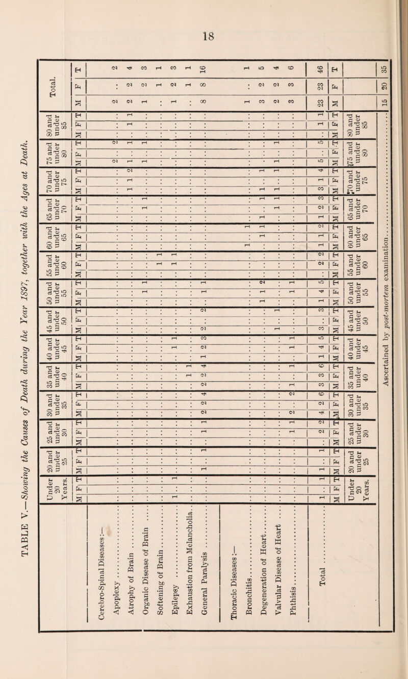 TABLE V.—Shoioing the Causes of Death during the Year 1897, together with the Ages at Death.