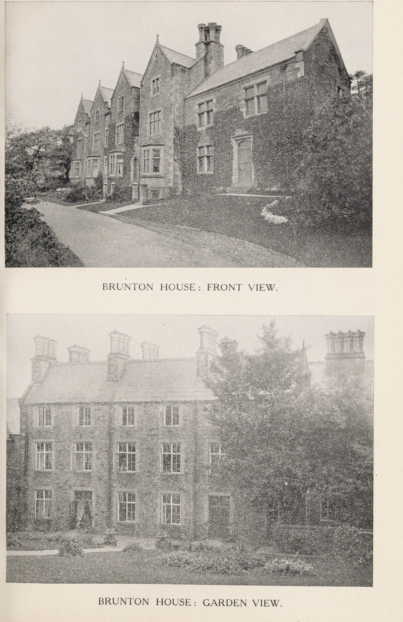BRUNTON HOUSE FRONT VIEW. BRUNTON HOUSE : GARDEN VIEW