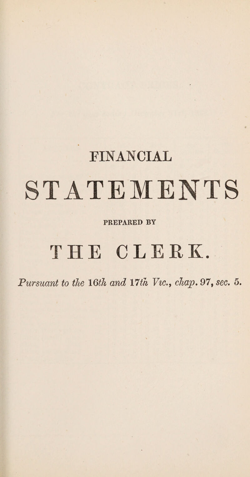 FINANCIAL STATEMENTS PREPARED BY THE CLERK.