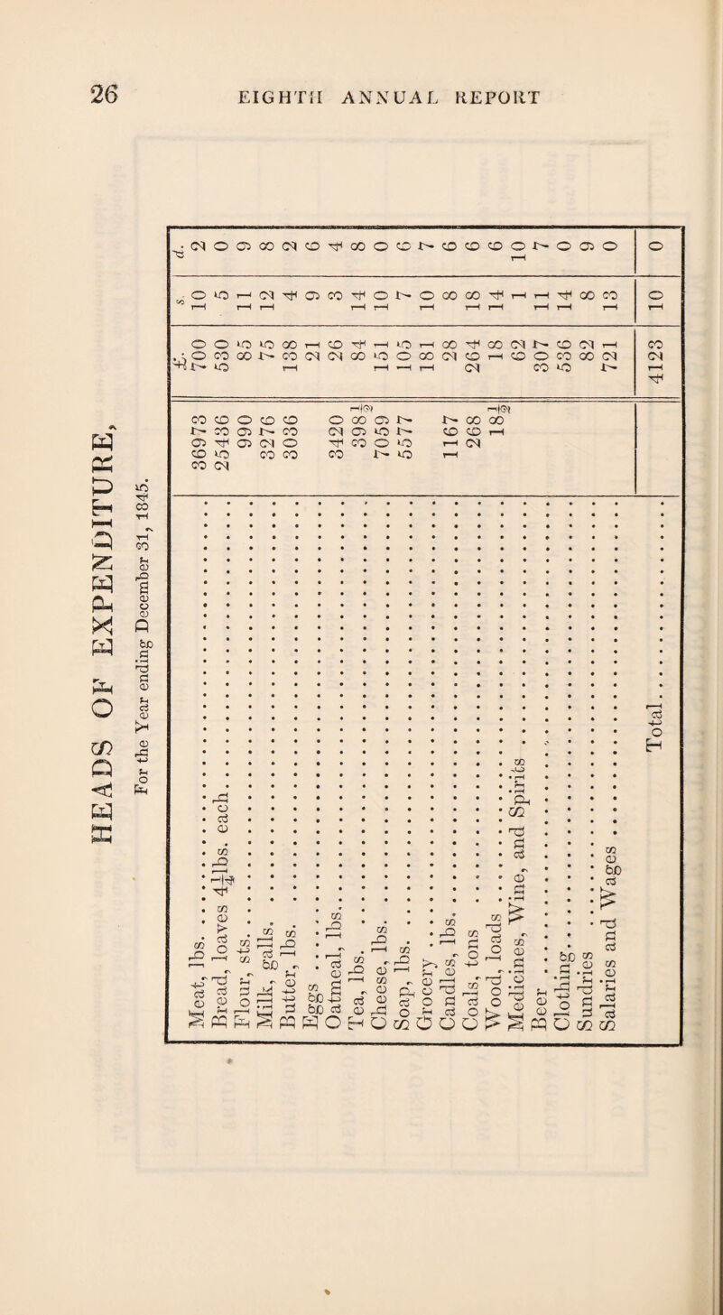 HEADS OF EXPENDITURE, For the Year ending December 31, 1845.