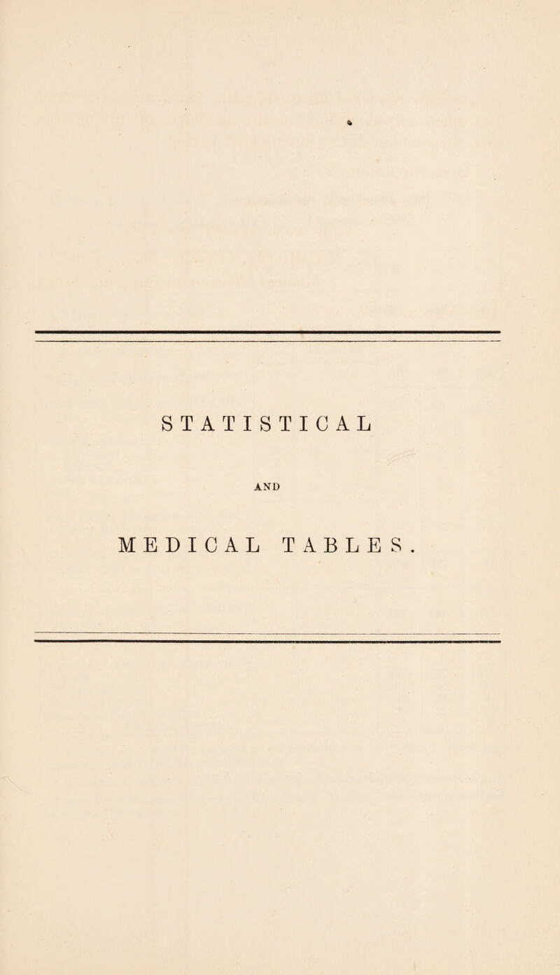STATISTICAL AND MEDICAL TABLES.
