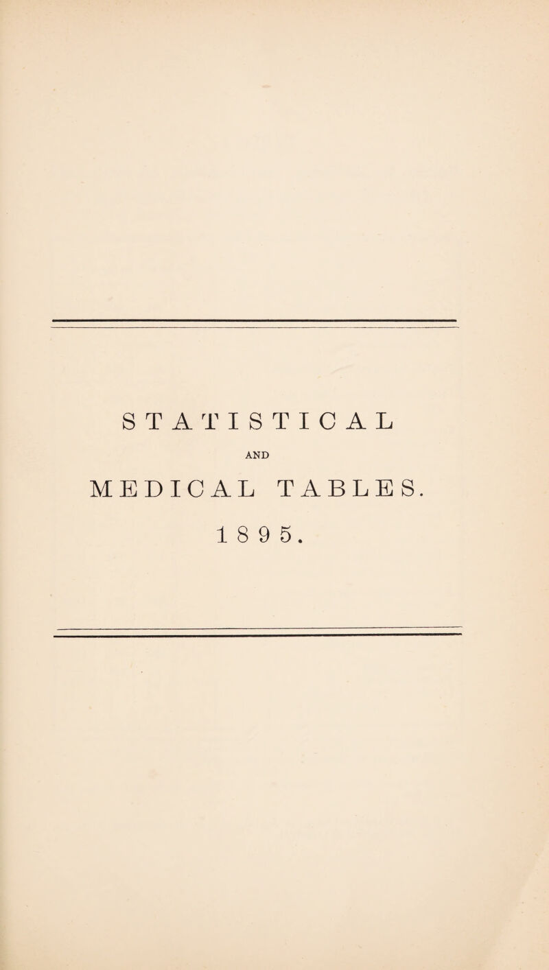 STATISTICAL AND MEDICAL TABLES. 1 8 9 5.