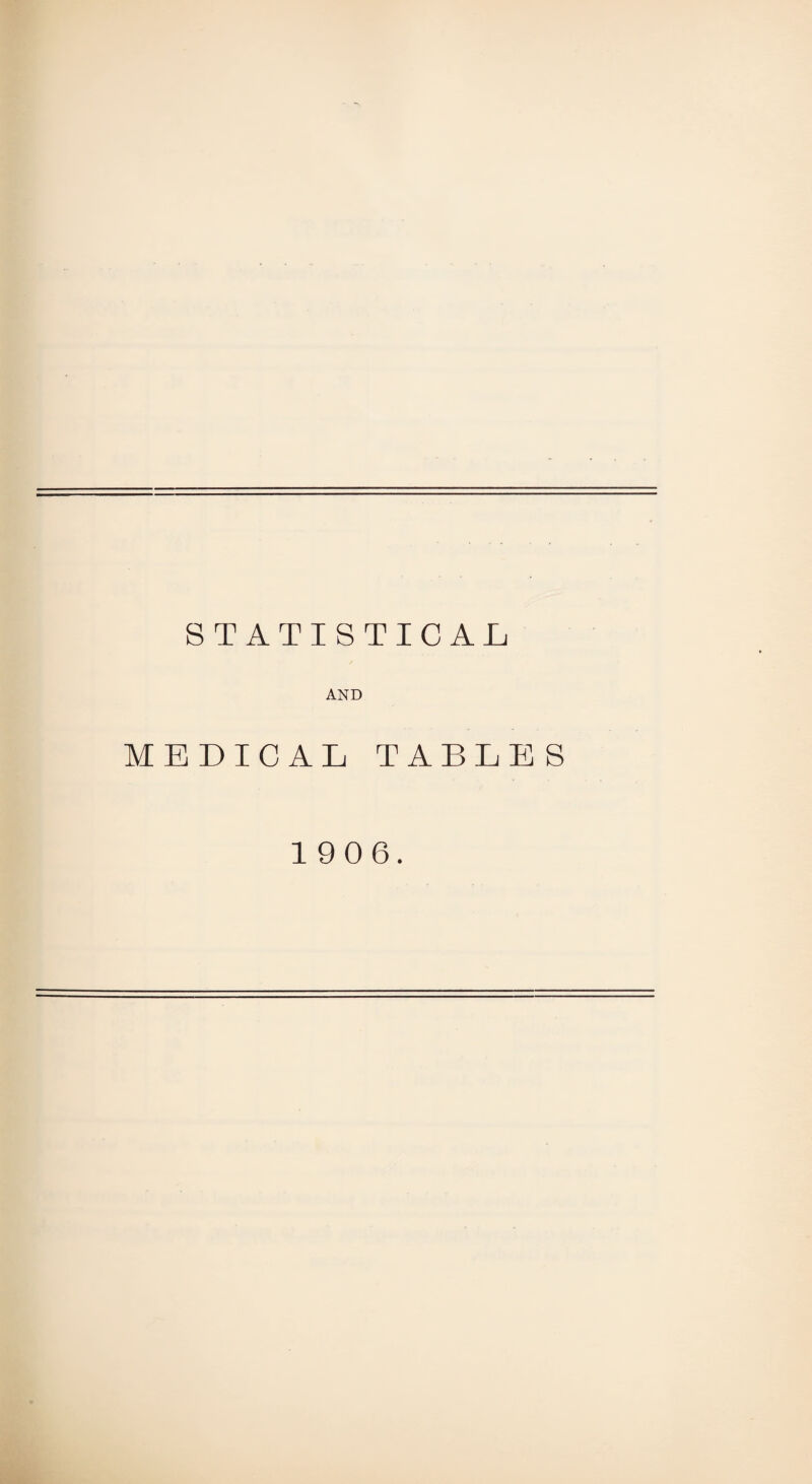 STATISTICAL AND MEDICAL TABLES 1906.