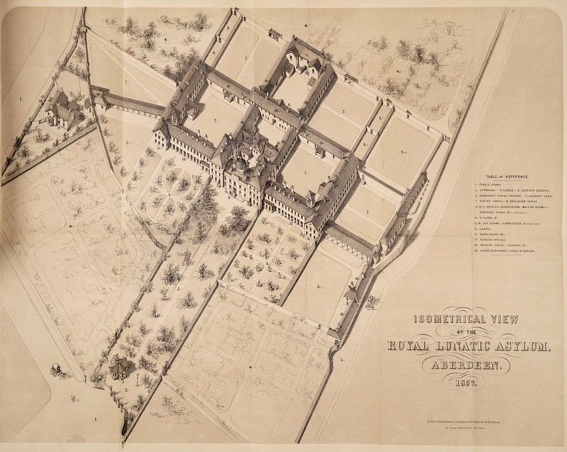 Ki'ilhX- (:it)hj>ransim*ii.l.illui£ra|)tim£Sn^raviTs loThoyuccrn. TABLE of REFERENCE 1. Public roads. 2. APPROACH,- 3. LODGE,— 4-, CARDEN GROUND, 5. BOARDERS’ AIRING GROUND,- 6.LAUNDRY YARD, 7. AIRING YARDS,-8. SECLUSION YARDS. 3.10,11, OFFICES-BOARDROOM.-WAITING ROOMS.- BOARDERS' ROOMS, »<=, (see plau/. 12, KITCHEN . S? . 13.14, DAY ROOMS,-DORMITORIES plah; 15, CHAPEL . 16 WORKSHOPS. 8cc, 17, garden offices. 18, WASHING HOUSE. LAUNDRY, A', 19, SUPERINTENDENTS HOUSE « CARDEN. ISiHETilifM WIW mtmi i'uiwi c M'imm* n - r,J - D • O t1 /y f'/ttn/t fUtil ft r/u/s ■Ibrtilrrjt