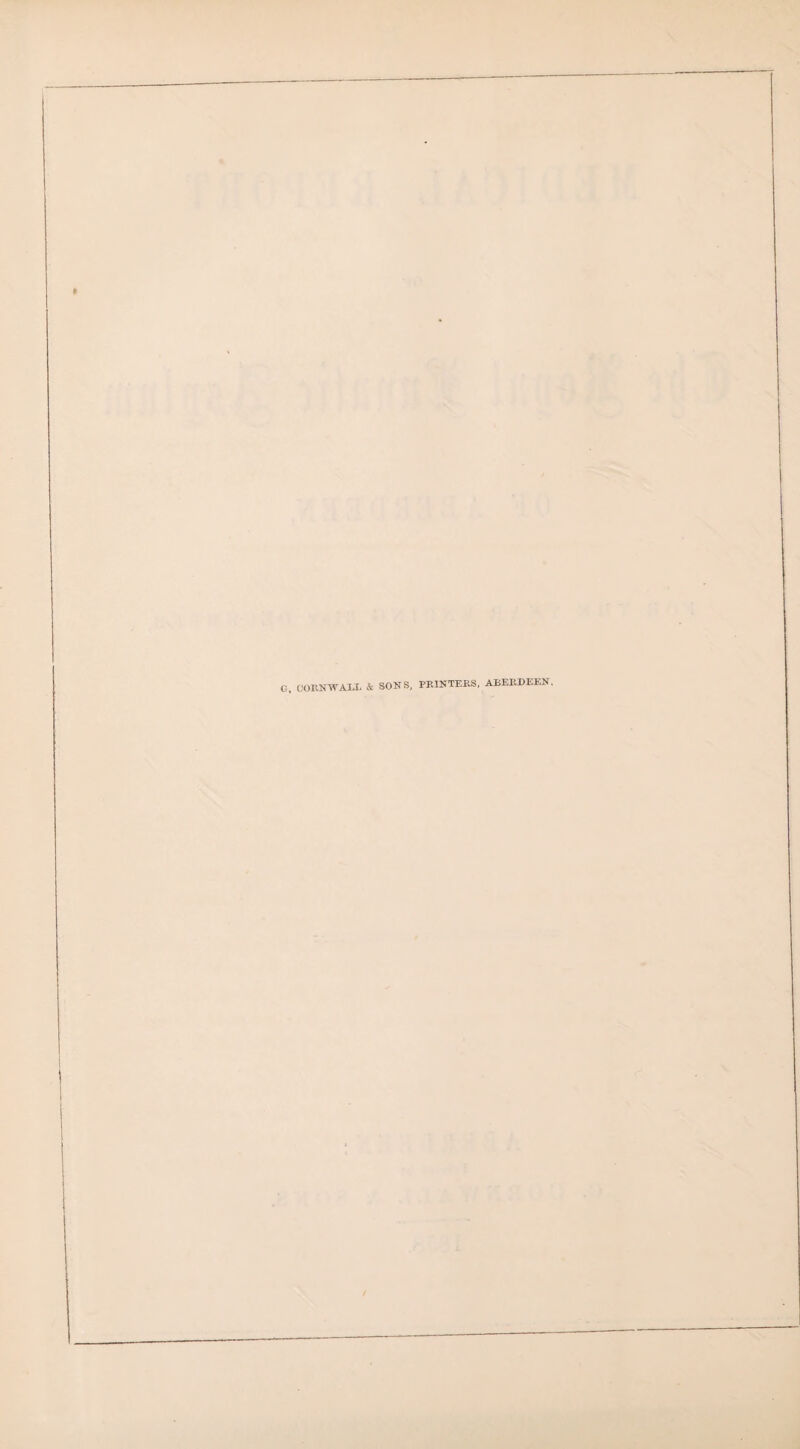 G. CORNWALL & SONS, PRINTERS, ABERDEEN. /