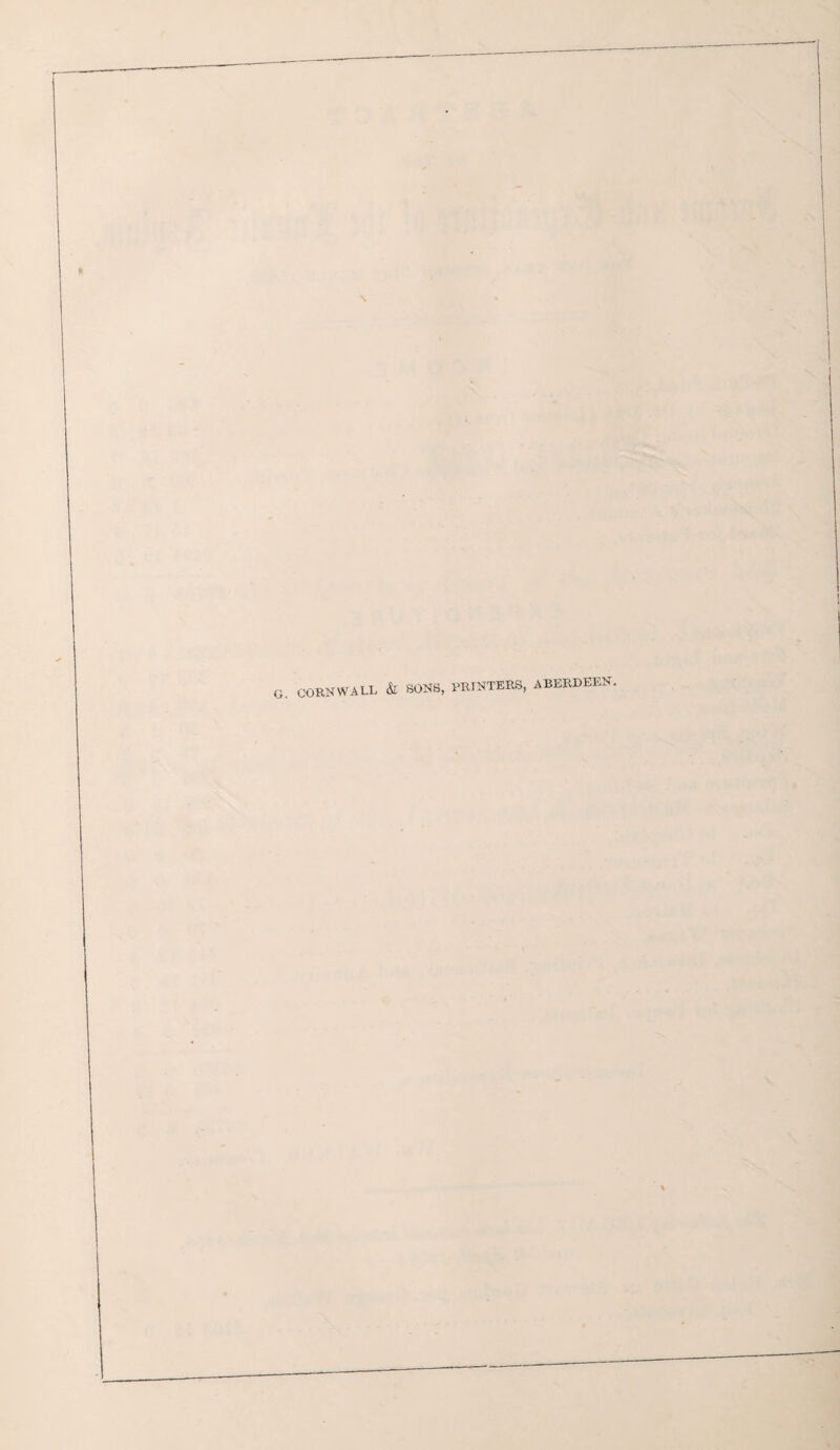 j. CORNWALL & SONS, PRINTERS, ABERDEEN.