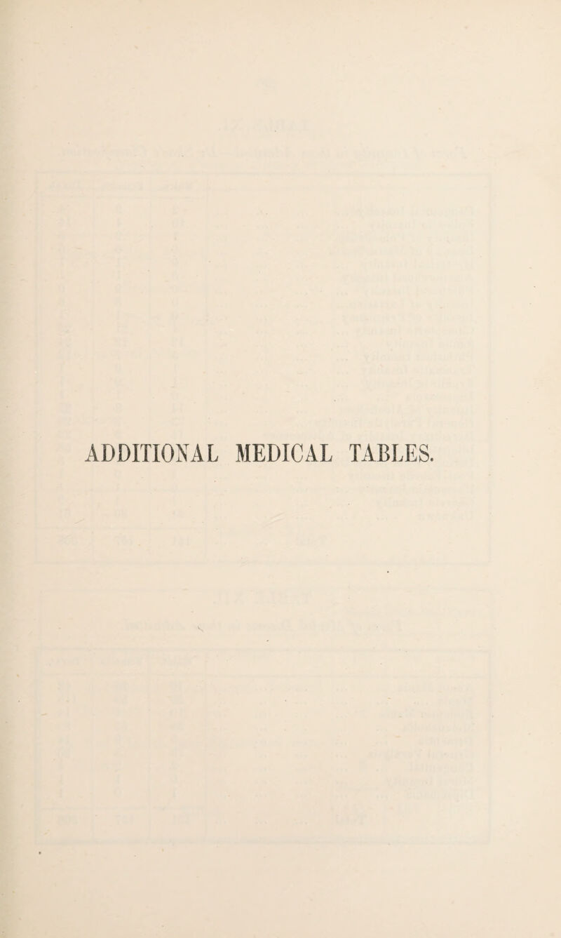 ADDITIONAL MEDICAL TABLES.