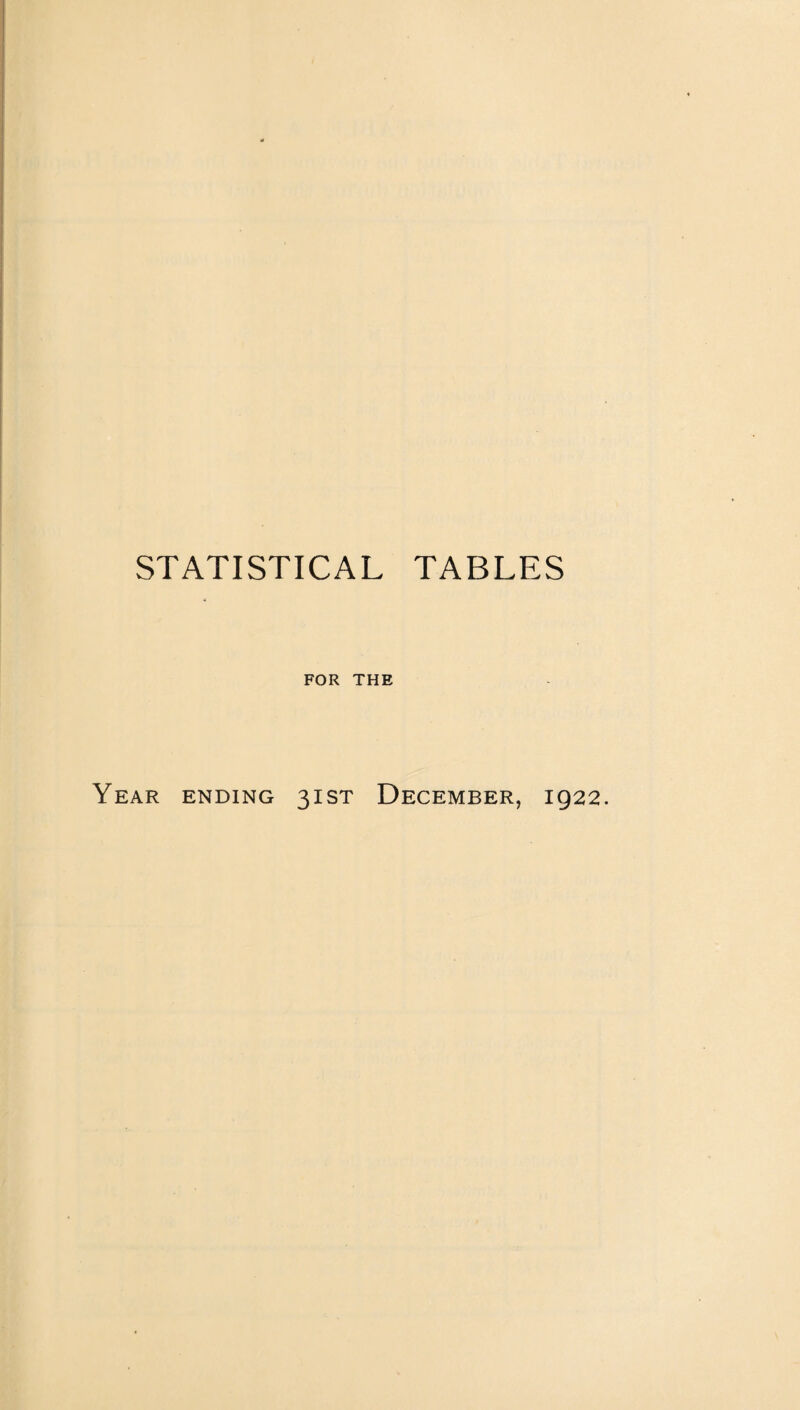 STATISTICAL TABLES FOR THE