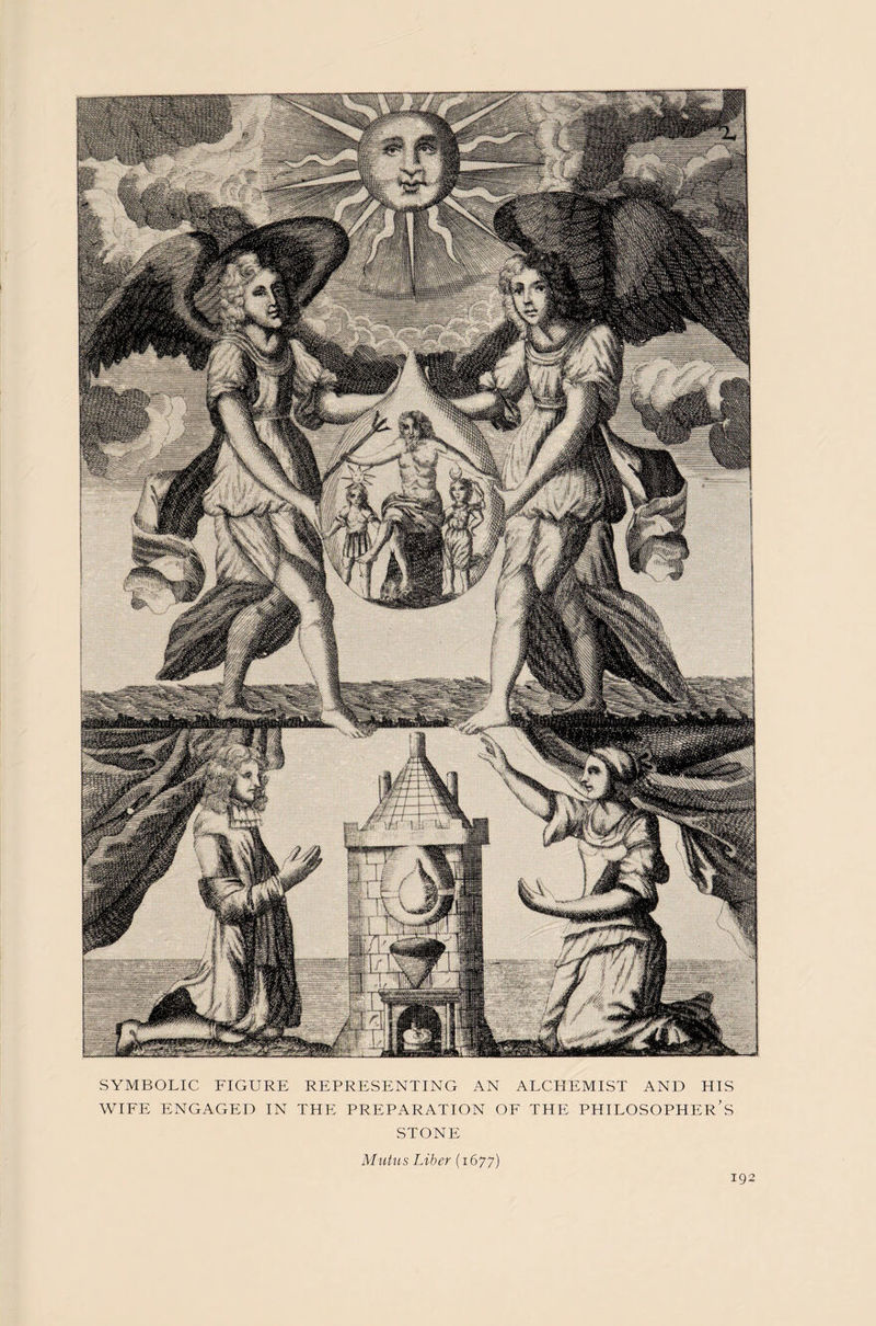 SYMBOLIC FIGURE REPRESENTING AN ALCHEMIST AND HIS WIFE ENGAGED IN THE PREPARATION OF THE PHILOSOPHER’S STONE Mutus Liber (1677)