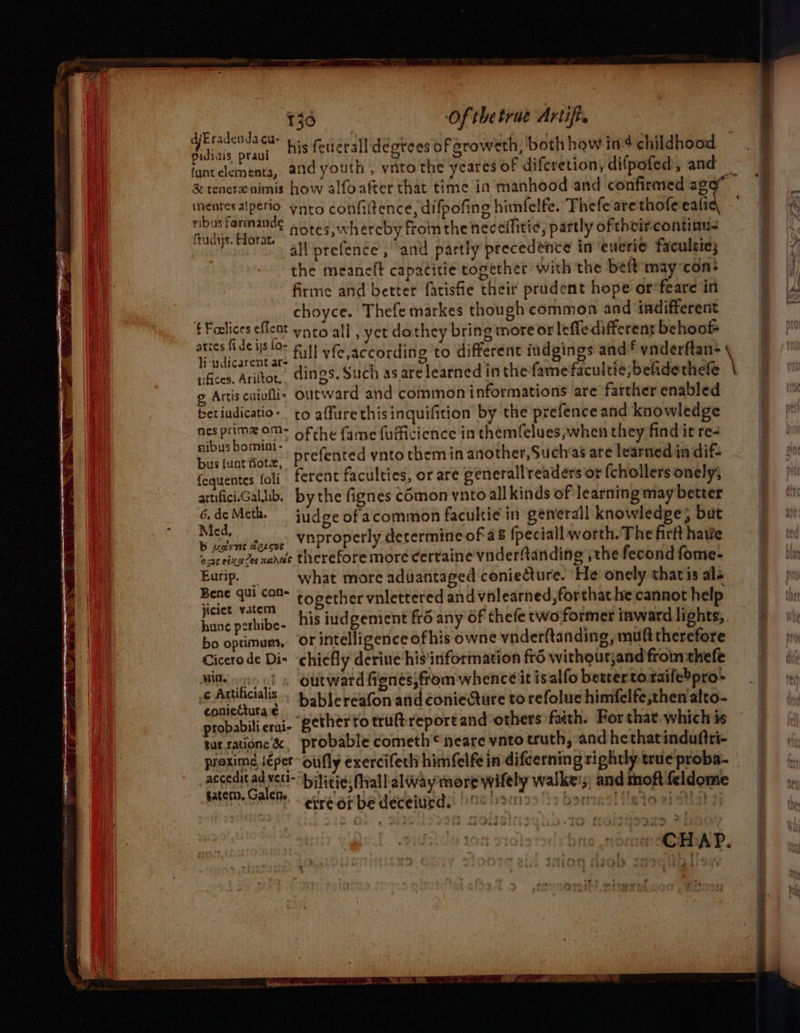 Eradendacu- pidiais praui fant elementa, frudys. Horat. ufices. Ariltot. nibus bomini- bus {uot fiotz, {cquentes foli 6. de Meth. Med, b yavas descoe Eurip. jiciet vatem hune pethibe- bo optimum, vit. c Artificialis coniectura € fatem. Galen. AP.