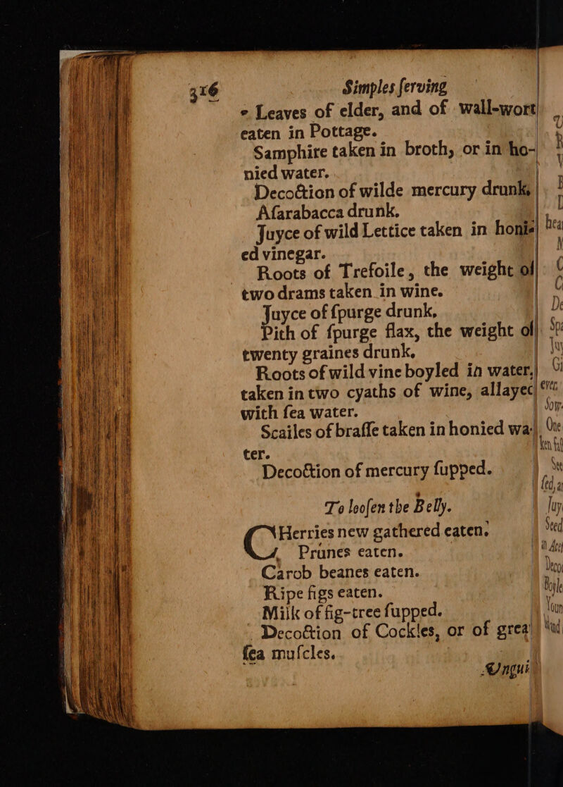° Leaves of elder, and of wall-wort) _ eaten in Pottage. | | U Samphire taken in broth, or in ho- R nied water. jana Decogticn of wilde mercury drunk, |. | Afarabacca drunk. jl Juyce of wild Lettice taken in honie} a ed vinegar. } 4 Roots of Trefoile, the weight of t Jaycee of {purge drunk, } De ith of fpurge flax, the weight ol} Spi twenty graines drunk, y Sa Roots of wild vine boyled in water,| Oi taken in two cyaths of wine, allayec|‘™ with fea water. ) or: Scailes of braffe taken in honied way), “i ] ay t f\ Ni XC) ra ter. Decottion of mercury fupped. i , AC, at To loofen the Bell. 1 lay Herries new gathered eaten. | Seed Prunes eaten. (de Carob beanes eaten. ) ben Ripe figs eaten. Ae Milk of fig-tree fupped. Hy foun -Decoétion of Cockles, or of grea!) “wl fea mufcles. in I Wngui ;