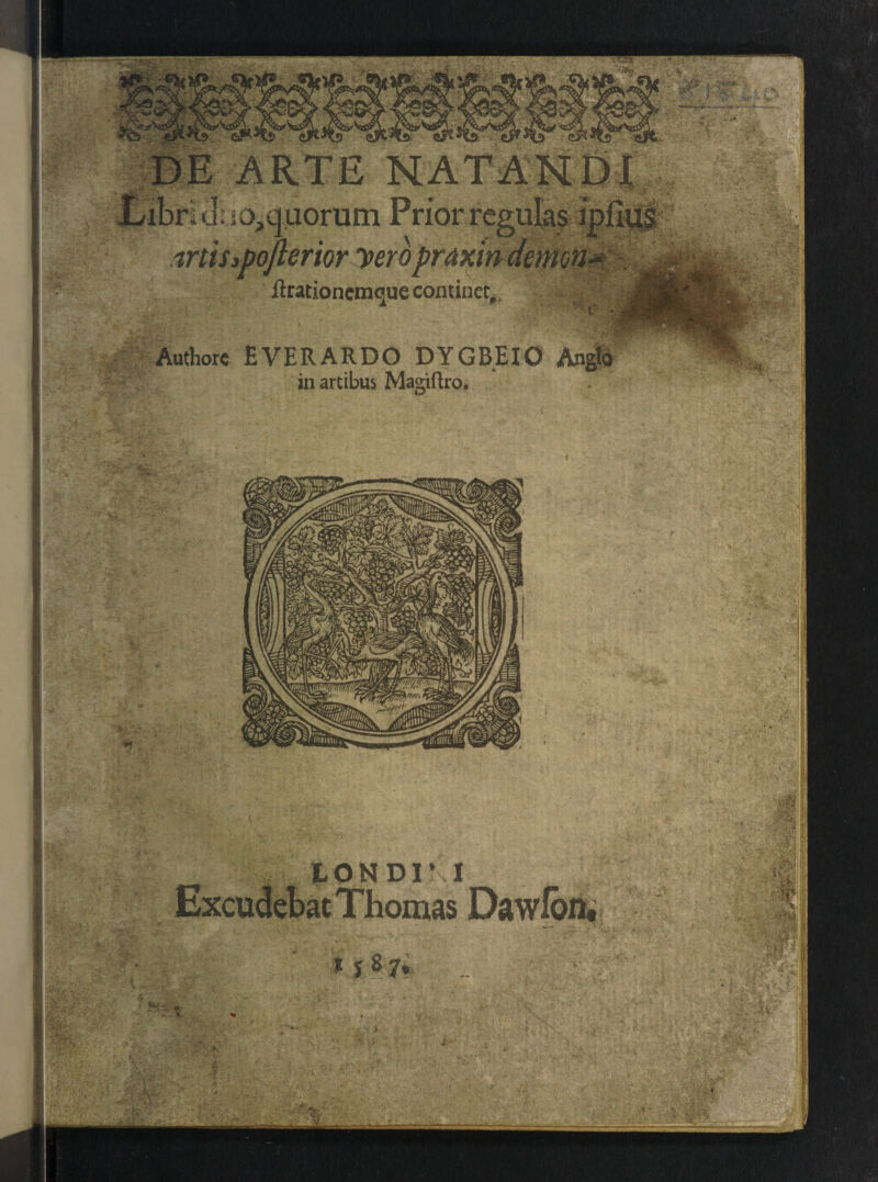 i tlls aequorum Prior regulas ipluil irtisipojlerior yero praxin demon-4 flracioncmque continet* Authorc EVERARDO DYGBEIO Anglo in artibus Magiftro.