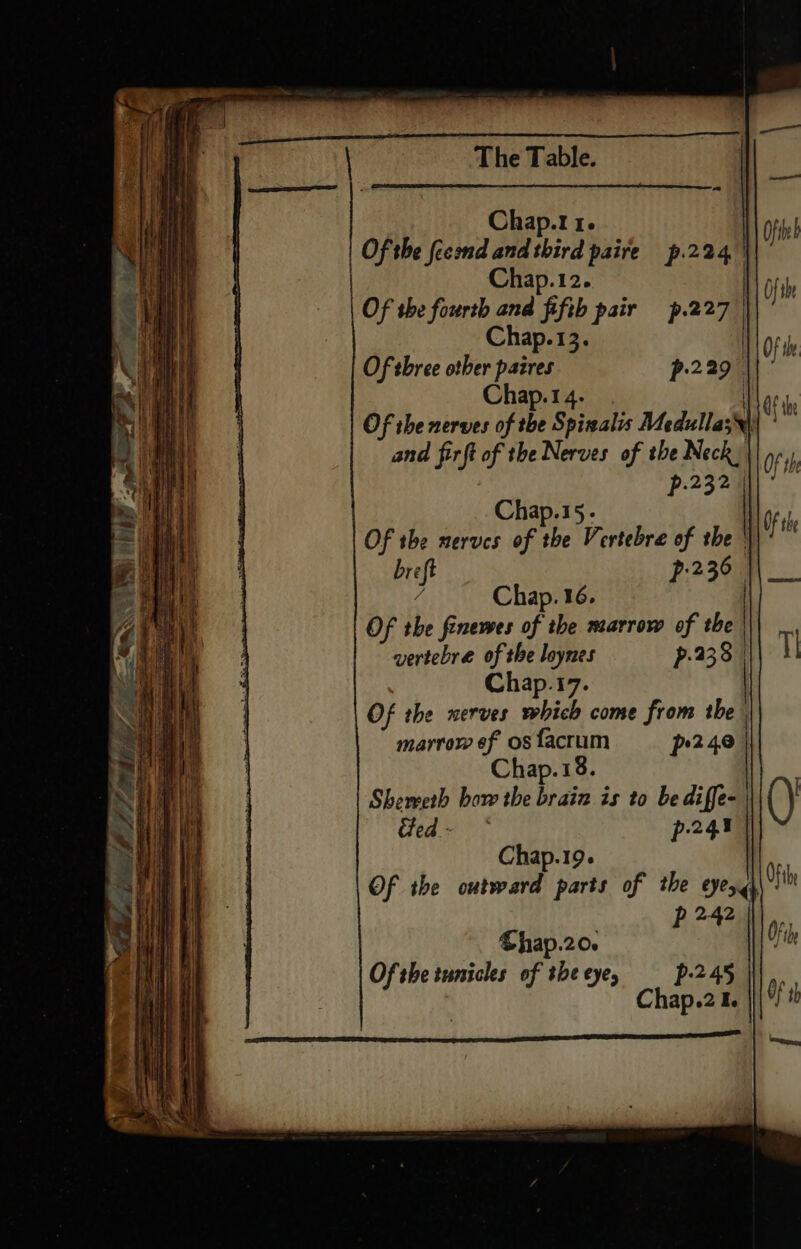 Me ie ee ee-RmeSRASAIYRGLSMT sad Rete snes Renita nn ores canea nara The Table. Of three other paires p.229 Chap.1 4. Mae 4 Of the nerves of the Spiralis Medullass: and firft of the Nerves of the Neck. || j-., p-232 | Chap.15. Of the nerves of the Vertebre of the || breft p:236 ‘ Chap. 16. | Of the finewes of the marrow of the vertebre of the loynes p-238 | Chap.17. Of the nerves which come from the | marrow ef os facram p-24e Chap.18. Shemeth bow the brain is to be diffe- Ged * p.24% Chap.19. Of the outward parts of the eyer¢) p 242,11) ,, Thap.20. | Of the tunicles of theeye, — p-2.45 Chap.2 1.