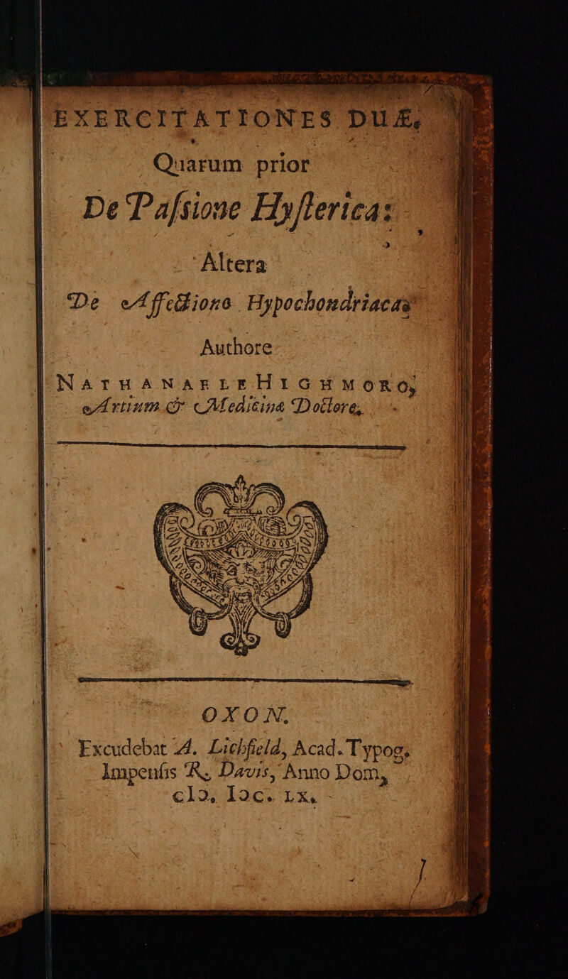 Ade an p eM C EXERCITATIONES pus, 3 | | Quam prior | De Pafsiose Hyflericas Altera De v fidiono Hypochondriacag Authore NarunaNakgrLEHiGHMORO, eI rtinm (d cAtedicina Dotlere; T T ete CEU. 2r EE EE ET Rn D » E m — m LL -—— Lo Excudebat 24. Lichfield, Acad. T pog, lmpenfis R; Davis, Anno Dom, €13, loc. Lx. - A MÀ —M—À CTETUR TU 7 Eid ——— —Ó— m mt RÀ