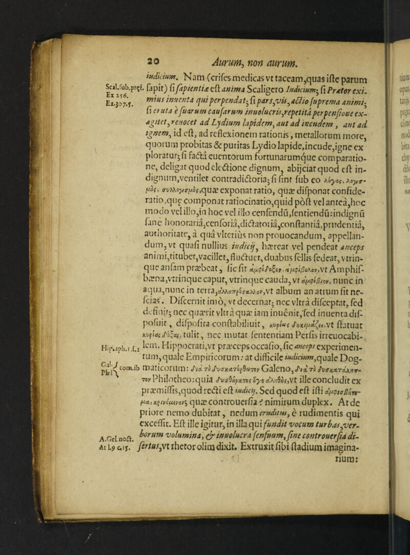 itidiaum. Nam Ccrifes medicasvt taceam^quas ifte parum SoUub.pr^f, fapit) fifapientix cft dairrta Scaligcro Indicium-^ fi Pr^tcr exi. ExjJm. qui perpendat-^ fi pars^vis^ a£iio fuprewa animi- fi efuta e fuarum caufarum inuolucris^repetitdperpenfione ex^ agnet, reuocet ad Lydium lapidem^ aut ad incudem , aut ad. tgntm^ id efi, ad reflexionem rationis, metallorum more, quorum probitas & puritas Lydio lapide>incude,igne ex ploratur^fi faddeuentorum fortunarumque comparatio¬ ne, deligat quod cledione dignum, abijeiarquod cft in¬ dignum,ventilet contradidoria^fi finr fub eo , Koytf- y.o{, trvMoj/{r/^af,qu^e exponat ratio, quredifponacconfide- r3rio,quf componat ratiocinatio,quid poft vel antea,hoc modo vel illo,in hoc vel ilio cenlcndudentiendufindignu fine honorariajCcnfbiia,di<5i^atoiia,conflantia,prudentia, authoritate, a qua vlccrius non prouocandum, appellan¬ dum, vt quafi nullius iudicij^ haereat vtI anceps animi,titubcr,vacillct,flu(fluc't, duabus fcllis fedeat,vtrin- queatilam pra[?bcat, (refit Amphif- barna,vtrinque caput, virinquecauda, vr4<?<,^/o>-, nunc in aqua,nunc in teiraj-iMo^fo/aA/vof^jVf album an atrum fit ne- /cias. Difccrnit imo, vt decernatj nccvitradifccprar, fcd definir- ncc qu2’rir vitra qua’ iam inuenitjfed inuenta dif pofiur, difpofita conflabiliuit, ftatuat AvpitffcTjIaf,tulit, ncc mutat fententiam Perfisirrcuocabi- Hip.apb.r.f.! Hippocrati,Vt pra’cepsoccafio,fic^wf/^cxperimcn- lum,quale Empiricorum: at difficilequale Dog- maticorum: J^va-Kctri^Barop Galeno,/i:t Tfl Tvy Philotheo: quia .Lva^iA-na oyz d\Sh,vt ille concludit ex prafnifl!S,quod rc(fli efl iud/aj. Sed quod efl ifli dypta^tm- qureconrrouerfia nimirum duplex. At de priore nemo dubitat, naduxncrttdttw^c rudimentis qui cxceffit. Efl ille igitur, in illa qui fundit vocum turbas ^ver- A .CcL no«5t. volumina, ^ inuolucra fenfuum^ftne controuerfia du At I9 c.iy. firtus^vi rhetor olim dixit. Extruxit fibi ftadium imagina¬ rium: