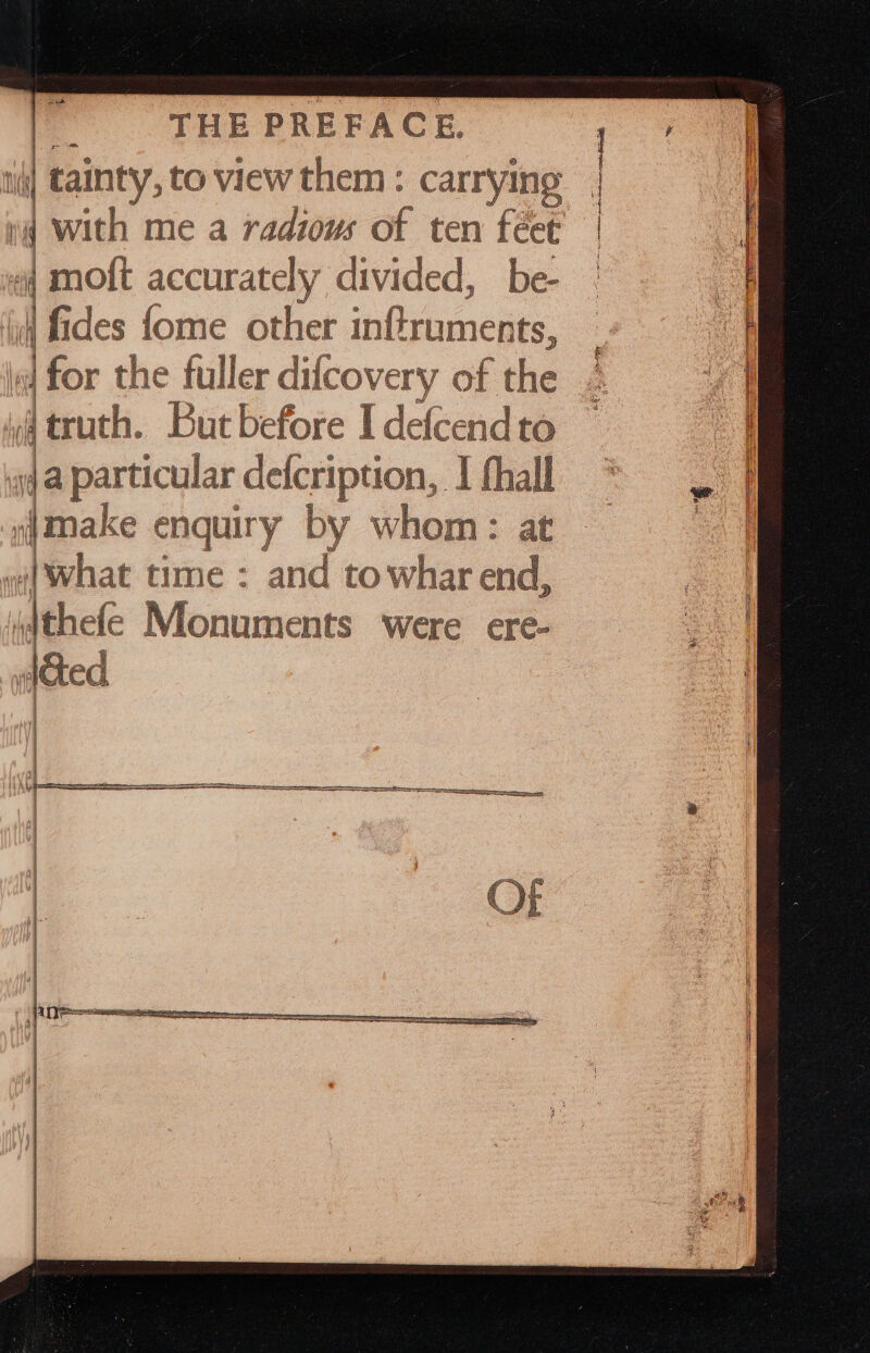 oe THE PREFAC tainty, to view them : carrie nq With me a radious of ten feet aq moft accurately divided, be- | fides fome oth of infigimmesiey J for the fuller di fe covery of the d ‘truth. But before I defcend to : a particular defcription, I fhall sj make aeny jee by whom : at Mia Arn Sa eaten ce BST