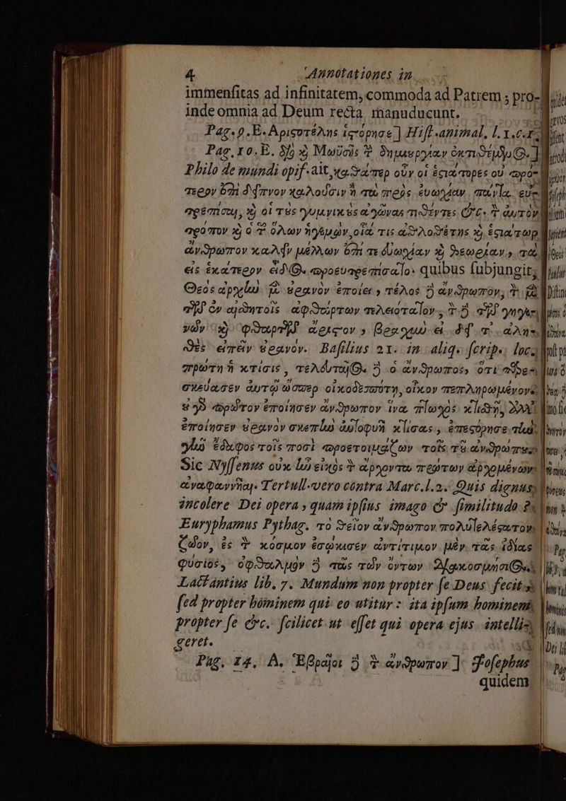 — ق immenfitas ad infinitatem, commoda ad Patrem; ; Proz inde omnia ad Deum recta. rnanuducunt. | Pag. p. E. ИН: ‘тори | Hift animal, l I6 Pag, 10. E. Ў Xj Mwicis % Ў риеруа nG, Philo de mundi opif ait X Stm оўу ot icia Topes oU сорот аеру 61 PIA хало? N Tto mess EU today ay la, e К теё тїш, 94 ol Ts унике ег обла дут (7с. А ITO | Wh орото от QA dy побит, oi Tis A oS EIS х батар p a дратоу xay Ме, юу boh тк йуу 3 Xj ели, ? T6. | б €5 жару 92. mposuape moalo quibiis ўша ми ily Oros арии fa fc вежуду eoiet э тёЛоё Ў) r Spuro T ER t pita т? ср «фито афдодрто»у тендт loy-, TA унун (ре рау. © форт c, EAS oy , Beg oa e 9$ T али | iura 92: ету dego. Ва из 21. in aliq. ferip- Госа Ml y aperi ^ X Tigis , Ter: о у рәтоз» оті tbe uid GREV ie auTO богу oo тоту, ожор TTETT Asp Mv oye, | jw) g P prov e roley VDP oy 7 qose: xli, ЖААЛ! ШЇ #Т0Ї ЄЎ Evo) сует àulopus xlas 1 emesopnoe тїї, | “Иш dx pos то% TOTI eapoeT oH беу Tos TU vp Tran Sic Nyfenus ovx. lu) ei 2195 T арұутю 13271377. р o pês оду | is &amp;ушралуйоу, Tertull-vero cintra Marc.l.2. Quis фени | | iirolere Dei opera, quam ipfius imago Cr fimilituda 241i y Euryphamus Pythag. TO 10у y pto то Ето: | toa OV, ES P хобмоу ETOMTEV @уттцлоУ Му. тос idus | In^ Quids, OPA 3) «us тоу сутш» Macon pn ow | їй Latt intins lib, 7. Mundum non propter fe Deus: {есй | [ed propter hminem qui: eo utitur = ita ipfum РотіпепА Vig, propter fe Фе. fcilicet ut effet qui opera ejus intelli Mii, | | c 000 iit [т ШУ Pig. 14. А, ‘Ef payor 5 Т gr pwrov ]: Ж» D quidem. |»?