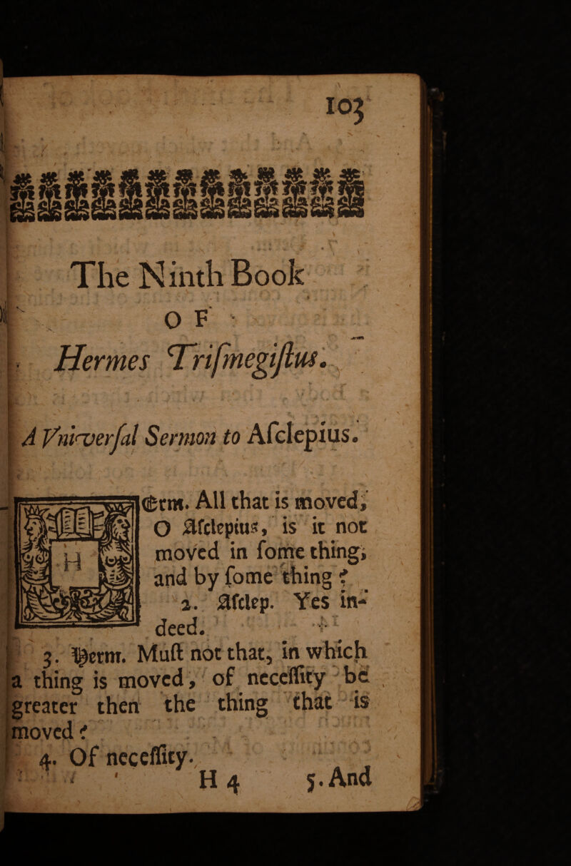 O F mentm. X f > i 1US. %-J r ?■ / <^cm. All that is moved, O 0fclepius, is it not in 2. &fclep. Yes in¬ deed. * v • 3. ^erm. Muft not that, in which a thing is moved , of neceifity be greater then the thing that is [ *w % ^ (moved i I 4. Of neceifity. * , H 4 5. And : . * a . ~ v' ■x \ . ^