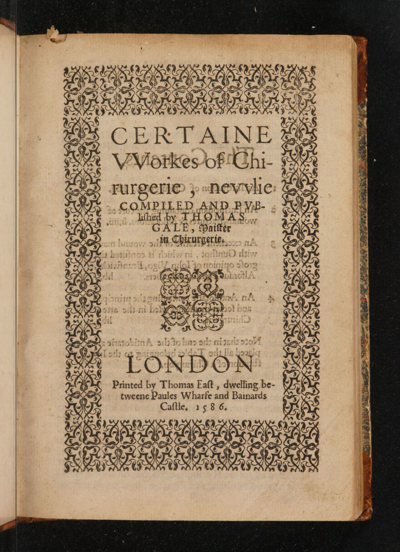 Hs rurgerie geiee COMPILED. AND RVB- sh on 1 . dathed -by- THOMAS. 2 sc CaUys tie tage 0. Chicurgerie,.. ok * - ns ; oe “YONDON # A Printed by Thomas Eaft , dwelling be- soe tweene Paules Wharfe and Bamards 09 HR Caftle, 158 6, ee Na ae ak aa Ree SO ee : ' : 1