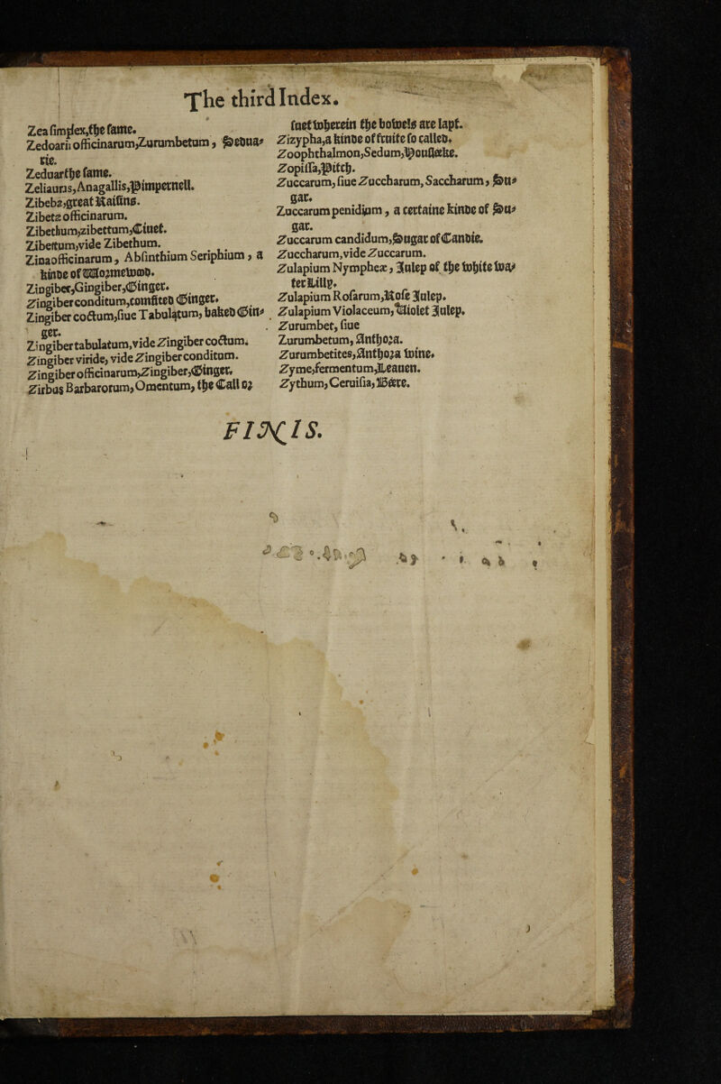 •rsaesK,’^ !:■, - , ,. ■ ■■ J,;. _ ZeaGmd«,t!iefamc. taettolw^tSebotoeteatelapt. ZedoariiofficinaramiZjirambetam, ^eDna> Zizypha,8bmoeoffniiteft(aUco. ZoophchalmonjSedum^^ouQsto. Zopiira,pttC^. Zuccaruni} fiue ^uccbarum, Sacdbarum 9 gat* Zuccarumpenid^m, a Cettatne bttUie of f^\X^ gar. cte. Zeduarfb^ fanto. ZeliauosjAnagalliSjiaimperncU. ZibebajgcoatUaiQno. Zibets officinarum. Zibethumizibcttum jCiuot. ~ abe#um,vide Zibethuro. Z uccarom candidum.&pgat Of CSttOlfc Zinaofficinaram, AbfintbiamSeriphium.a Zacchanim.videpccMum. kinoe offatn^mummu. ^ulapium Nymphes j Hotep of Ijo tofnfo to*' ZiDgibWjGiDgiberjdSinget. fetMlp. ,* r - , ZiiJibaconaituro^omflteDcCmBet. ^□apiomRoiarum.UtfeJolep. ZiTOibacoaom/meTabol^wm, baboo®l* . ZulapiHmViolaceum,Taiolet Salop. , ® . ^Brumbet,fiue Zi4ibp«rtabtiIatam,vidc^ingibercoaam. Zunimbewm, anfijoja. Zin|ibetviride,videZingiberconditoro. ^urarobetiteB.anfbOjatoinO. Zinliberofficioararo,Zingiber,linger, ^yme^rmentum^oaoon. ZirbosBMbaroram,Oaientom,tSoCallo; 2-ythuin,Cermfia,JlB(0[0. FI^^C^S. S) * » Gk b . ^