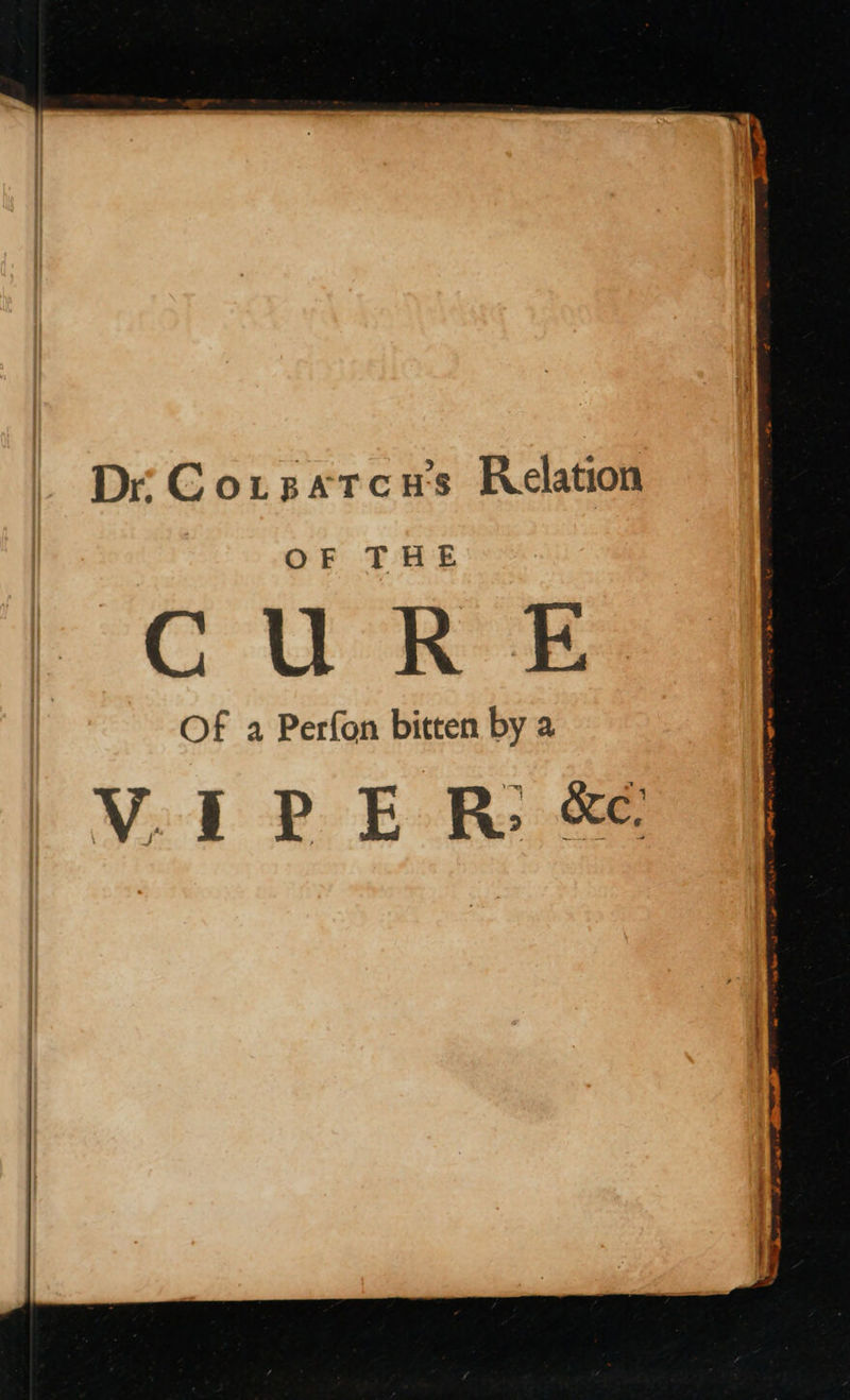   Dr Cotzpatcus Kelation OF THE Cu RS Of a Perfon bitten by a V.T PE R: &amp;.  