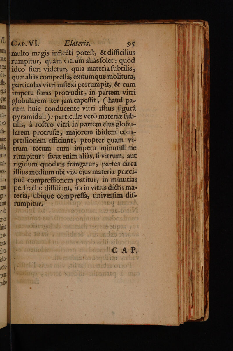  po magis inflecti poteft, &amp; difficilius IL TEN iV. |rumpitur, quàm vitrum aliàsfolet : quod. l | al ideo fieri videtur, quia materia fubtilis; | li quz aliàs compreffa; exitumque molitura; MM | NM dt particulas vitri inflexi perrumpit; é&amp;^ cum ran m M a tapem foras protrudit , in partem vitri M FER 1* Y elobularem iter jam capeffit ,' ( haud pa- DLE EN WF rum huic conducente vitri iftius figurá LUE 2 f pyramidali) : particulz vero materiz fub- | | 9f tilis, à roftro vitri in partem ejusglobu- Ii WM i4 larem protrufe, majorem ibidem com- MINIME I || preffionem efficiunt; propter quam vi ili | trum tótum cum impetu minutiffime Wu /^ f rümpitar: ficutenim aliàs) fi vitrum; aut TLLA 1 &amp; rigidum quodvis frangatur; partes circa ME t f slliusmedrum ubi viz. ejus matetia: przcie UD EAE if pué compreffionem patitur, in minutias iU M uf perfractz diffiliunt, ita in vitris dictis ma- MUTA qf teria; ubique compreffa, univerfim dif- LAE M im E rumpitur. eq'i dT ri | cost MM 1 E 55 € rng IEEE wo  I M hunc a n | ve 1T AIR a Hi ' IET Wi Ud | | TELE  : j E dps M Vli» ; : ! M | y 4 | i E idieE WP, WEE I do ^ at | uber | VIAE T s ! MI mU