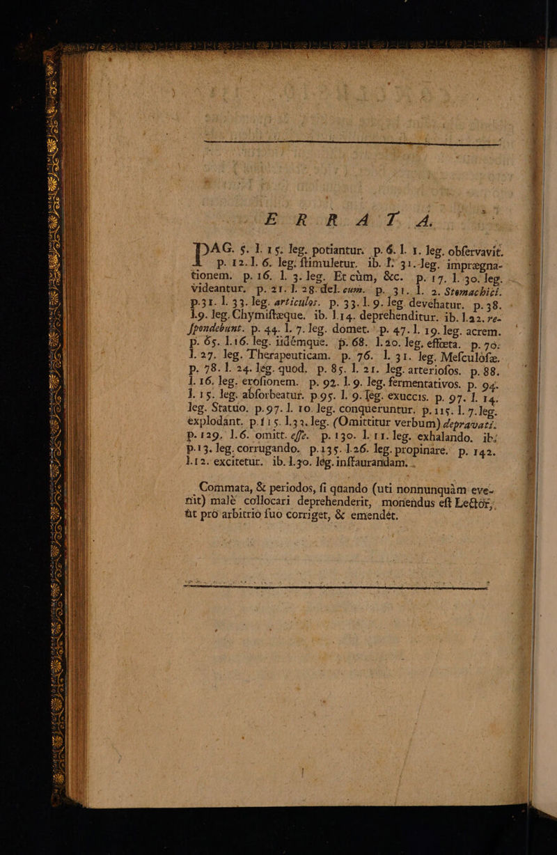  ze JEU Cage) CR - LS d EX   ufi Sm USE aru oi ANS irs (eua «| cad tn e 2s EL:   BURIUR:SWA T. 4, )AG. 5$. L. 15. leg. potiantur. p. 6. 1. x. leg. obfervavit. p. 12.1. 6. leg. fimuletur. ib. F.31.Jeg. impregna- tonem. p.16. l 3.leg. Etcüm, &amp;c. p. 17. 1. 3o. leg. videantur. p. z1.1. 28. del. ew. p. 31. 1l. 2. Stemacbici. p.31. I. 33. leg. articulos. p. 33. 1. 9. leg. devehatur. p.38. 1.9. leg. Chymifteque. ib. l.14. deprehenditur. ib.132. »;- Jpondebunt. p. 44. 1. 7. leg. domet. ' p. 47. l. 19. leg. acrem. p. 65. L16. leg. iidémque. p.68. 1.20. leg, effoeta.. p. 7o. I. 27. leg. Therapeuticam. p. 76. l 31r. leg. Mefculófz. p. 78.1. 24. leg. quod. p. 85. l. 2 1. leg. arteriofos. p. 88. l. 16. leg. erofionem.. p. 92. 1. 9. leg. fermentativos. p. 94- l. 15. leg. abforbeatur. p.95. 1. 9. eg. exuccis. p. 97. 1. 14. leg. Statuo. p.97. 1. 10. leg. conqueruntur. p.115. 1. 7-leg. explodant. p.t15. 1.33. leg. (Omittitur verbum) Zeprava:. p.129. l.6. omitt. eff. p.150. l. r1. leg. exhalando. ib; P.13.leg.corrugando. p.135.126. leg. propinare. p. 142. l.12. excitetur. ib. 1.30. lég. inffaurandam. Commata, &amp; periodos, fi quando (uti nonnunquàm eve. mit) malé collocari deprehenderit, moriendus eft Le&amp;ór;           