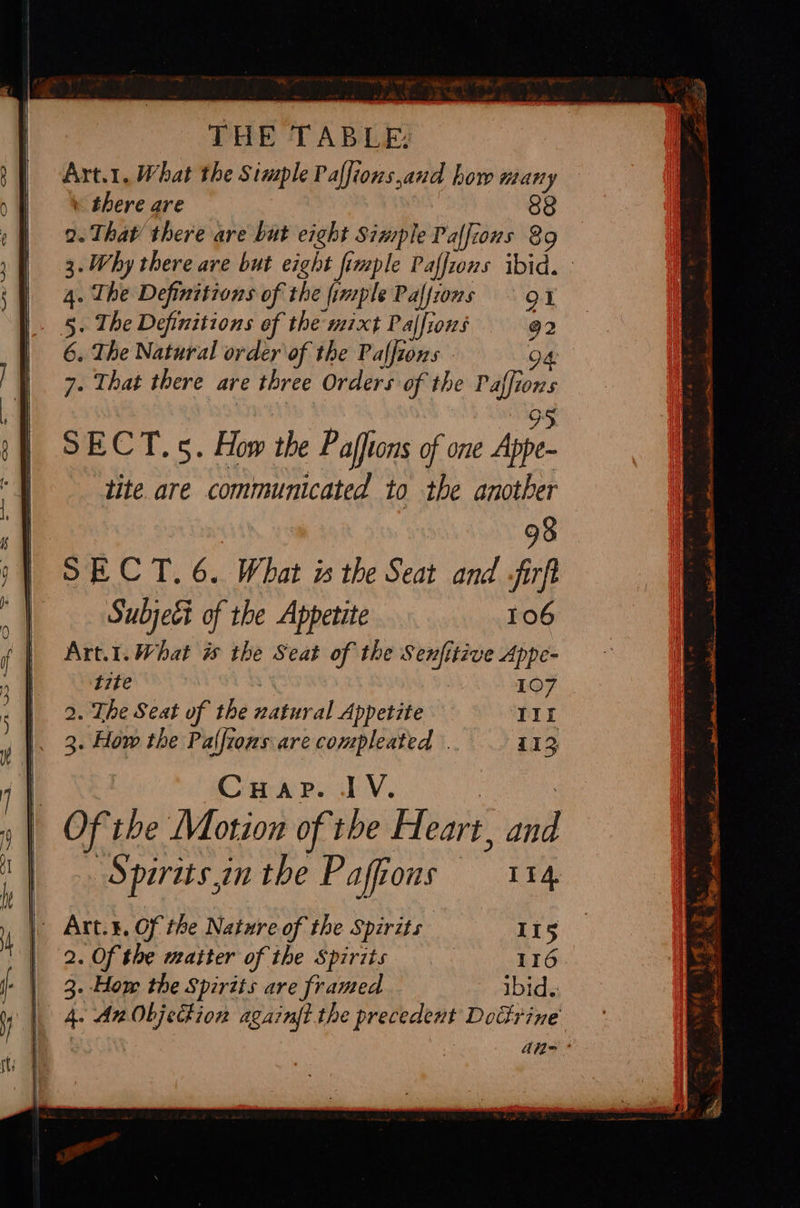 THE TABLE. » there are 88 2. That there are but eight Simple Paffions 89 4. The Definitions of the fimple Paffrons ot 5. The Definitions of the mixt Palfions 92 6. The Natural order of the Paffions 94 7. That there are three Orders of the Paffions | 95. SECT.5. How the Pajfions of one Appe- tite are communicated to the another 98 SECT. 6. What is the Seat and -firf Subjeci of the Appetite 106 Art.1. What s the Seat of the Senfitive Appe- | 2. The Seat of the natural Appetite IIE Cuap. JV. ) 7 Spiritsn the Pafions 114, - Art.4, Of the Nature of the Spirits Ii5 2. Of the matter of the Spirits | 116 3. How the Spirits are framed ibid. 4. An Objection again? the precedent Doctrine’ <* : $3 ba oh tat f oe ae te Site | < pez x Te NN el a rads sae alete’ —s Sid pat ~ Ar 7 SF. oh Deine ~ rt ° ¥ rs | Nek a? 4 pee A 58 a
