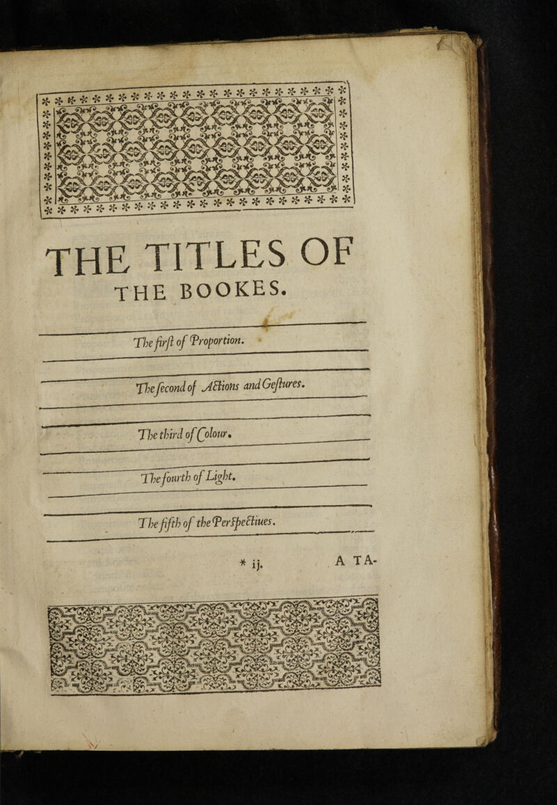 the titles of THE BOOKES. Tbefirft of Proportion. A TA-
