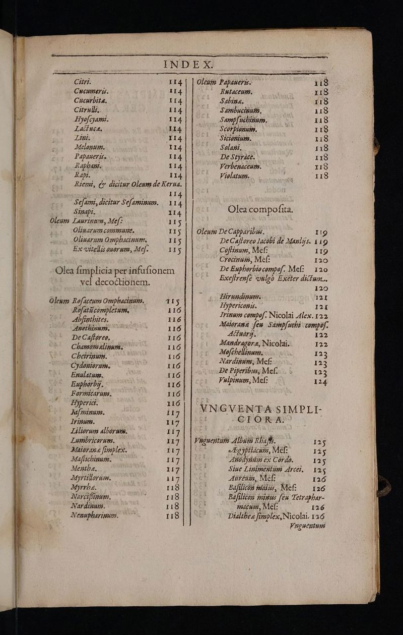 Rofatzcompletum. Abfiathites. Anethinum. De Cafforeo, Chamor elinum. Cheirinum. Cydoniorun. Enulatums. Eupherby. FormicAYups. Hyperia. JMfminum. Irinum. Liliorum alborum. Lumbricarum. Matorana funblex. Mafiicbinuzm. Mentbe. Myrüllorum. Myrrba. Aaveiffimum. Nardinum. Nenupharinum. Cztrt. 114 CHCHmeyr is. 1I4 Cucurbita. II4 Citrulli.. 114 Hyefcyasmi. 114 Lacfuca., LI4 Lini. 114 Melonum. II4 Papauerts. II4 Rapbant. II4| Rapt. I14 Rzemt, (v dicitur Oleum de Kerua. : 114 Sef ami, dicitur Sefamimun. — 114 $ipapt. Il4 Oleum Laurinum, Mef: 115 Olisarum commune. IIS Oliuarum Ompbacinum:. II5 1IÓ I16 IIÓ IIÓ6 11Ó6 117 IT 117 117 117 117 117 117 I18 118 1183 118 Oleiip Papaueris. 118 Rutaceum. X18 Sabina. I198 Sambucinufn, i18 Sempfucbinum. | 1198 Scorpienum. 119 Sicionium. Ii9 Solasi. 118 De $tyráce. 119 Verbenaceum. IIO Vielatum. | 118 Olea compofita. Oleute De Capparibus. I!9 De Cafloreo Iacobi de Manljs. 119 Coffipum, Mef: II9 Crocinum, Mef: I20 De Euphorbiocompof. Me. 120 Exeffrenfe xvulgó Exeter dicfum.. 120 Hirundiaum.; I2I Hypericoni. I21 Irinum compof. Nicolai Alex. 122 Maiorans feu. Sampfuehià compof. Atuarg. 122 Mandragor e, Nicolai. 122 Mofchellinum. I23 Nar disim, Mef: 123 De Psperibus, Mef... 123 Vulpinum, Mel: 124 NXNGVENTA SIMPLI- CGIOR A. Vasguegtum .AIbusn Rbafs. 12$ eo yptiacum, Mef: 11y Anódyüda ex Corde. 125 Siue Lipimegium Arcei. — Ya Aüréuin, Mef: I26 Bafilicon mius, Mef: — ra6 Bafilicon eminus fem Tetraphar- acum, Met: I26 Dialtbes fimplex, Nicolai. 136 Vngueutum