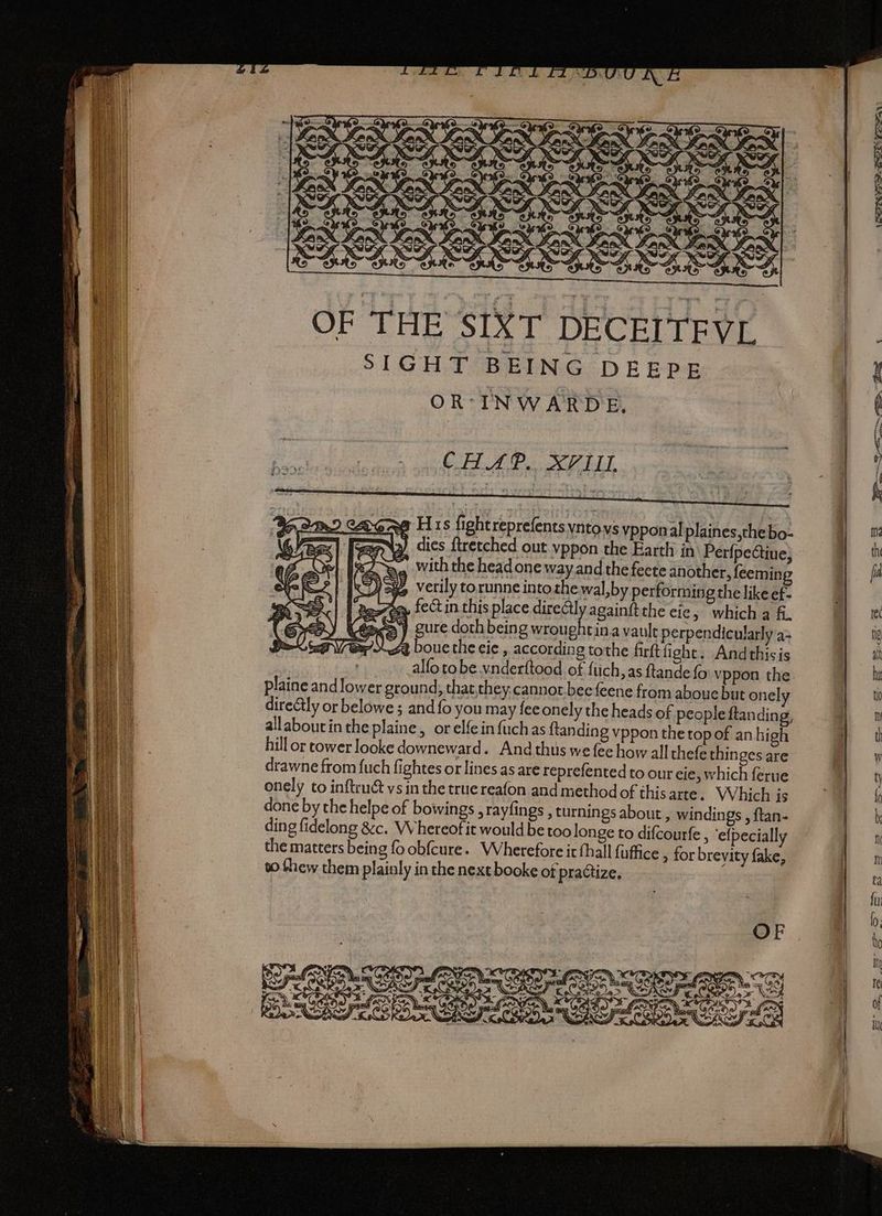 SIGHT BEING DEEPE OR’ INWARDE, vpponal plaines,che bo- Earth in\ PerfpeCtine; fecte another, feeming val,by performing the like ef- n againftche eie, which a fi. arly a- thisis vppon the e but onely ple ftanding, pof an high thinges are which ferue ings , ftan- ‘efpecially evity fake,