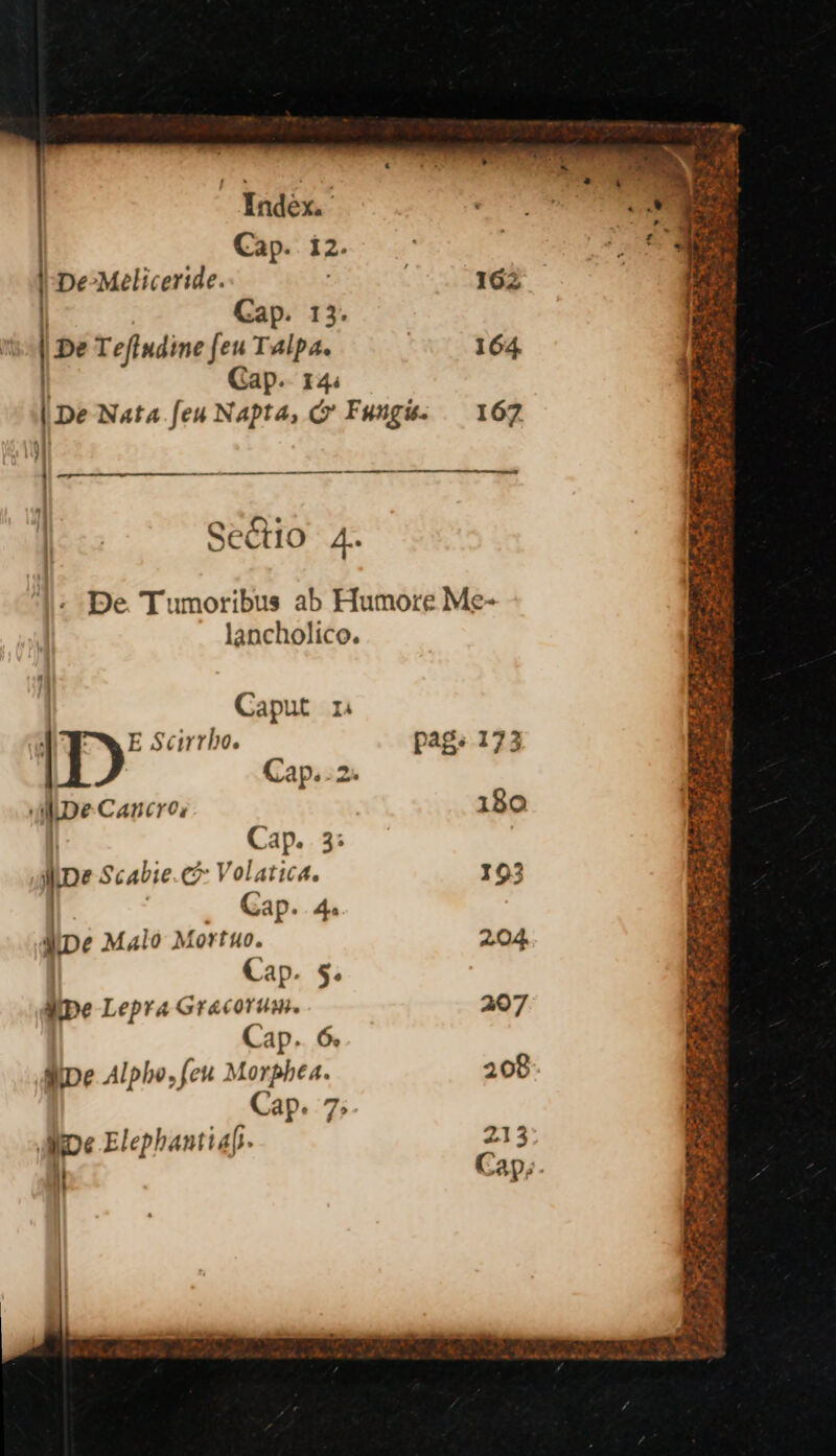 Cap. 12. | De-Meliceride. 162 | Cap. 13. De Tefiudine feu Talpa. 7 164 Cap. 14: | De Nata feu Napta, & Fungi: 167 ; : | Sectio 4. De. Tumoribus ab Humore Me- lancholico. Caput Ia E Scirrho. pags 173 ID Cap. 2: ted Cancres 180 Cap. 3: oe Scabie.c& Volatica. ¥93 | Cap. 4. dpe Malo Mortuo. 2.04, Cap. §. ape Lepra Gracorum. 207 Cap. 6 ape Alpho, feu Morphea. 208 Cap. 73 pe Elephantial. 213 i} Cap,. |