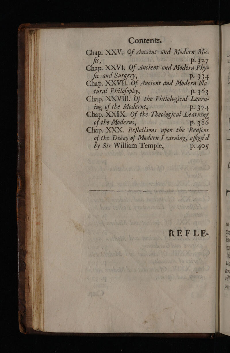 Chap. XXV. Of Ancient aud Modern : fic and Surgery, Pp. 334 Chap. XXVIII. Of Ancient da Modern Na. tural Philofophy, Pp. 363 Chap. XVIII. of the Philological Learn- ing, of the Moderns, Pp 374 Chap. XXIX. Of the T heological Learning of the Moderas, p. 386 Chap. XXX. Refleétions upon the Reafous of the Decay of Modern Learning, afigud by Sir William Temple, p: 405