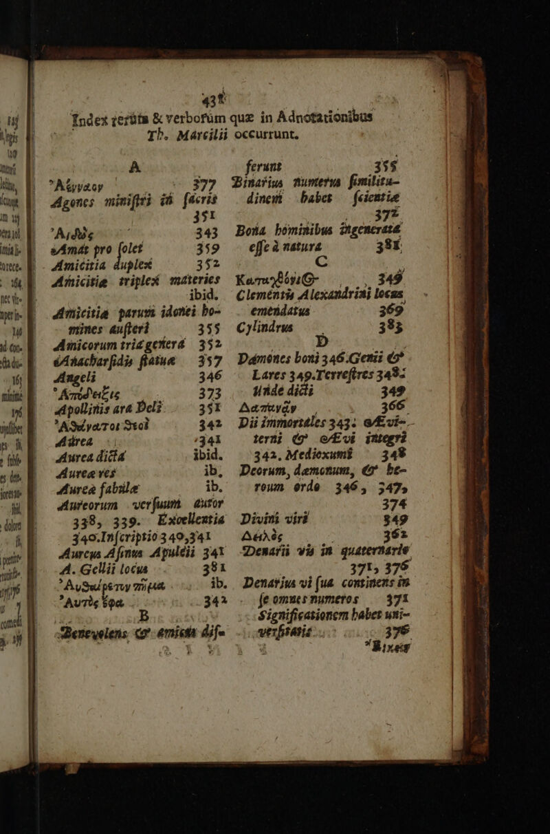 A Αένναον Ὃν 372 Agences minifti id [deris 451 Α, δὸς | 343 a/Amat pro be^ 359 Amicitia duplex 352 Mhidtig miplex materies ibid. Amicitia parua idonei bo- mines au(leri — 355 Asnicorum trizgenerd — 352. éAdacharfd» βάμμα — 357 Angeli ᾿Απόέδειξις A pollitiis ar&amp; Del; ᾿Αϑανατοι τοὶ “ες . Aurea dicta Aurea ves Aurea fabile VOR 4Anureorum verfuum&amp; autor 338, 339. Esvellentia 340.In(criptio 3 49,341 Aurcus Afinus Apuléii 341 4A. Gellii locus 381 ᾿Αυϑτώρετον 7 (48. ib. Auris ἔφα . ferunt 35$ Qinafigs mMumterus fiomilitu- dinem babes — (eiemtie JUR EIE LEGI ca. Bona bominibus zigenerata effe à natura 331 C KamoG- . . 349 Cleméntia Alexandrini locus emeridatus 369 C)lindrus 333 Damones boni 346.Genii 6» Lares Spire 3432 tidde dicii Δαπανᾷν | Dii immortales 3437. ΨΈνυϊ». terni (9 cvEvi integri 342. Mediexum$ ^ 349 Deorum, demonum, €&amp;* be- rown erde 346, 5475 api s ee 374 Divin virt 849 Δεαλὸς | 36: JDemafü wis in quaternarie Pau: 371, 376 Denarius vi (u&amp;. continezs in [gomusnumeros 4671 $ignificationem babes uni- ΤΟΣ 375 d *Bixés